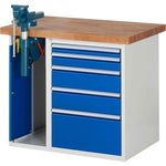 RAU Werkbank 7000 Schraubstock mit Klapplift 1.000 x 890 x 700 mm (B x H x T) 5 Schubladen