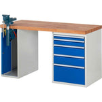 RAU Werkbank 7000 Schraubstock mit Klapplift 1.500 x 890 x 700 mm (B x H x T) 5 Schubladen
