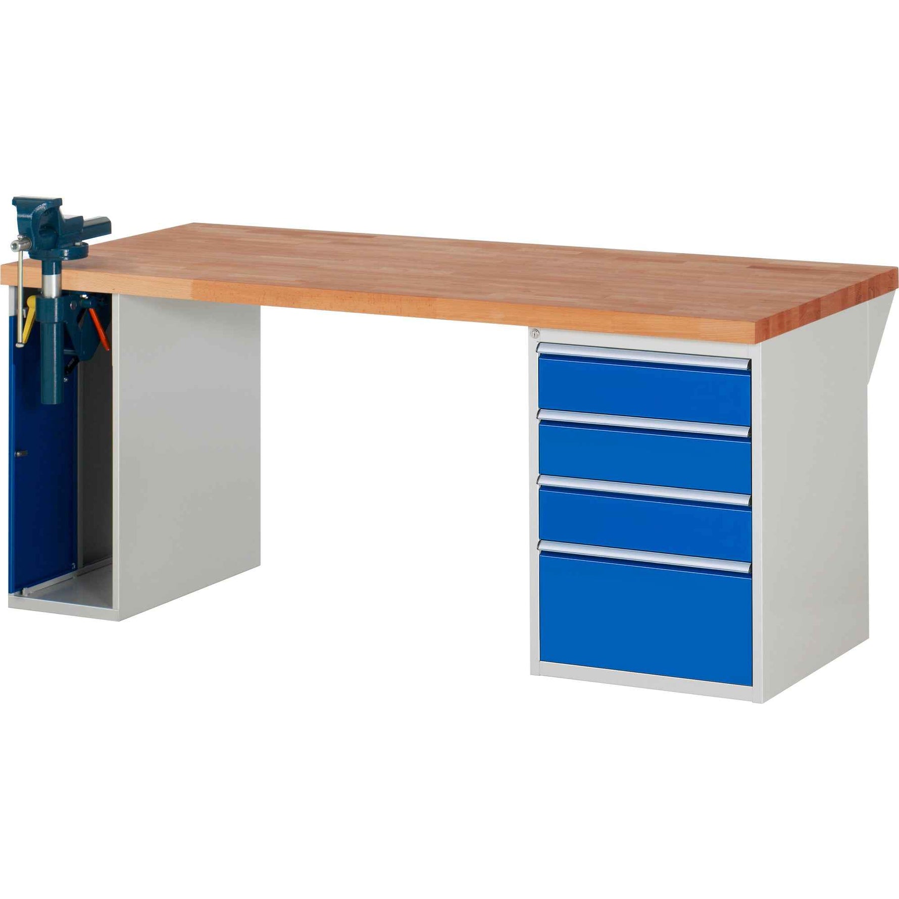 RAU Werkbank 7000 Schraubstock mit Klapplift 2.000 x 890 x 900 mm (B x H x T) 4 Schubladen
