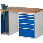 RAU Werkbank 7000 Schraubstock mit Klapplift 1.250 x 890 x 700 mm (B x H x T) 5 Schubladen