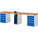 RAU Werkbank 7000 Schraubstock mit Klapplift 3.000 x 890 x 700 mm (B x H x T) 8 Schubladen