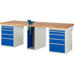 RAU Werkbank 7000 Schraubstock mit Klapplift 2.500 x 890 x 900 mm (B x H x T) 10 Schubladen