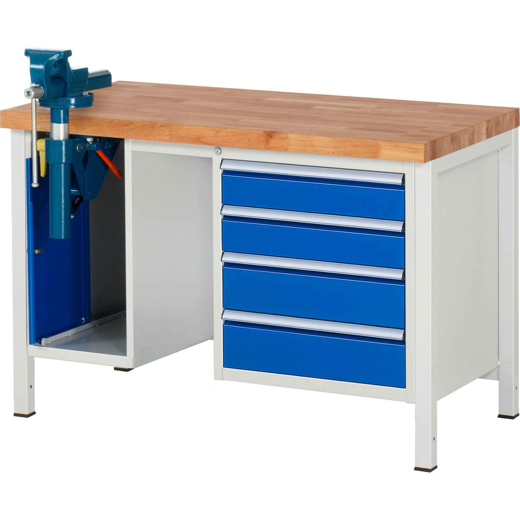 RAU Werkbank 8000 Schraubstock mit Klapplift 1.250 x 840-1.040 x 700 mm (B x H x T)