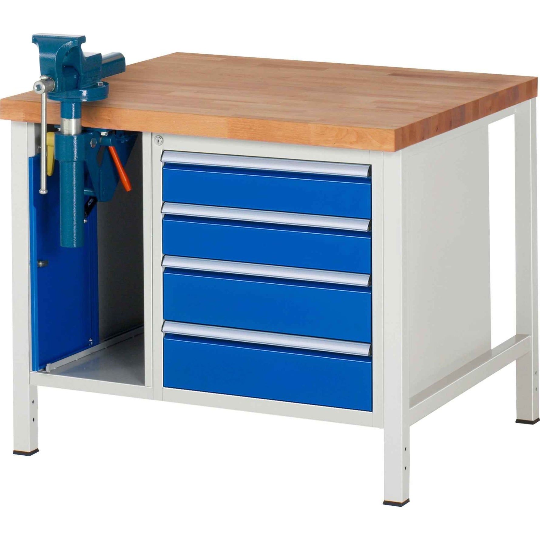 RAU Werkbank 8000 Schraubstock mit Klapplift 1.000 x 840-1.040 x 900 mm (B x H x T)