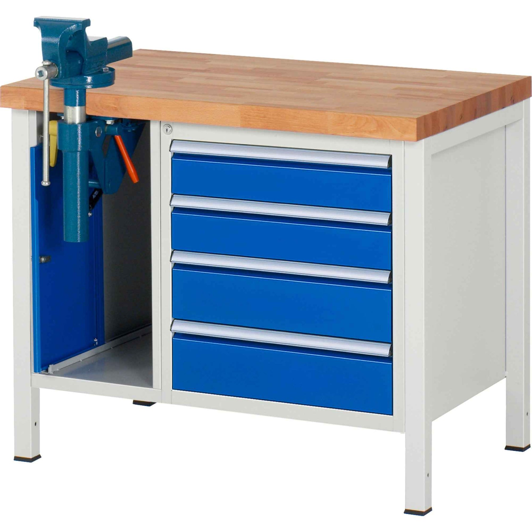 RAU Werkbank 8000 Schraubstock mit Klapplift 1.000 x 840-1.040 x 700 mm (B x H x T)