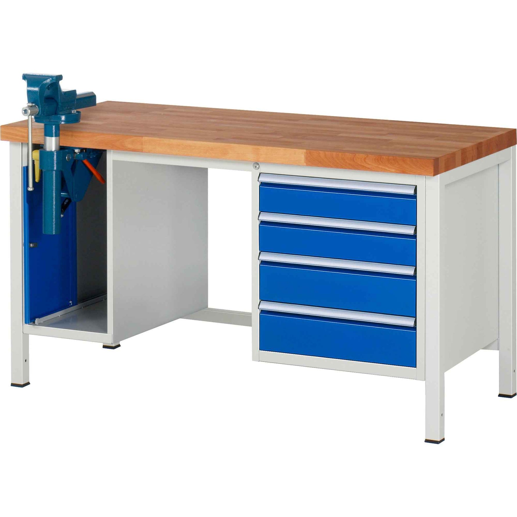 RAU Werkbank 8000 Schraubstock mit Klapplift 1.500 x 840-1.040 x 700 mm (B x H x T)