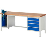 RAU Werkbank 8000 Schraubstock mit Klapplift 2.000 x 840-1.040 x 700 mm (B x H x T)