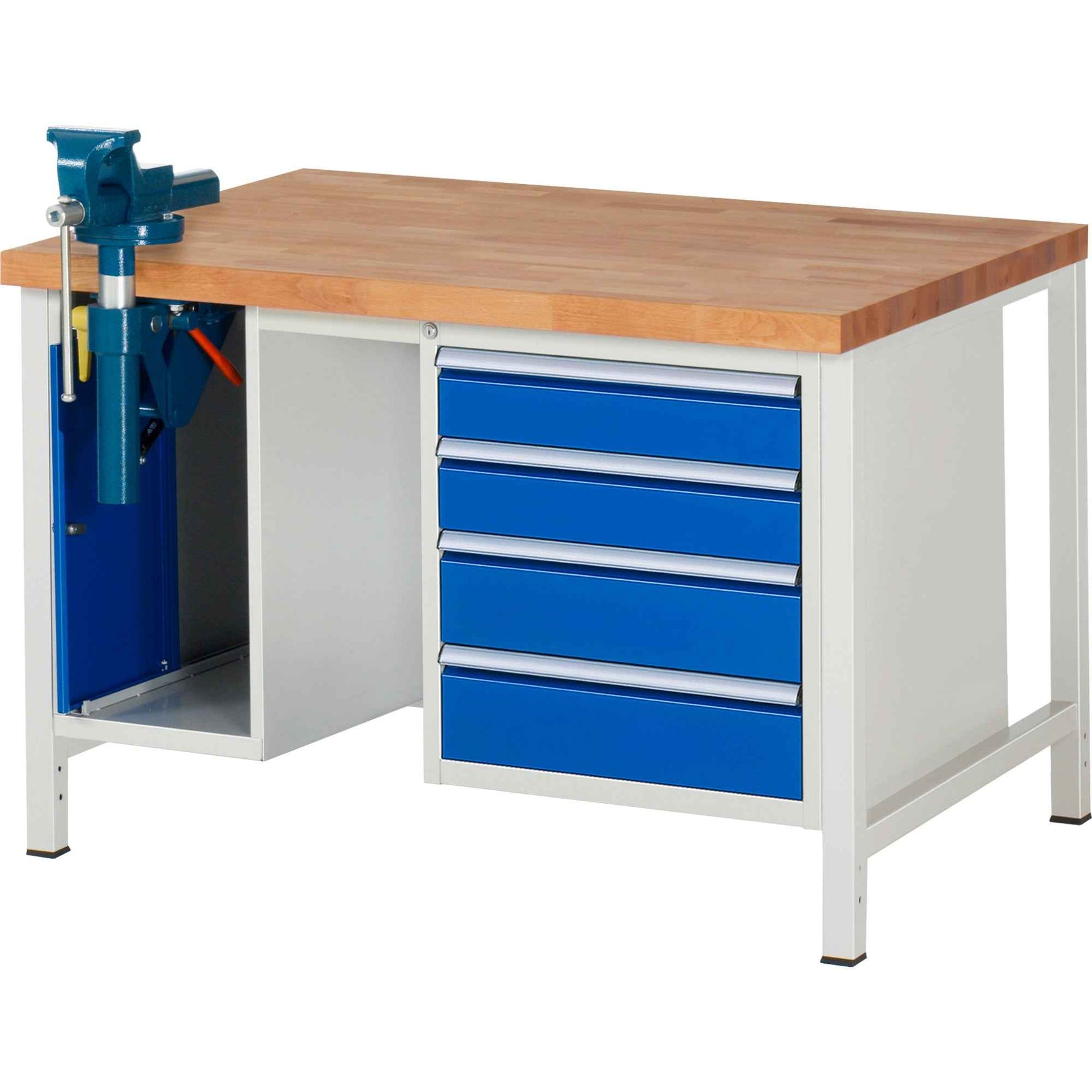 RAU Werkbank 8000 Schraubstock mit Klapplift 1.250 x 840-1.040 x 900 mm (B x H x T)