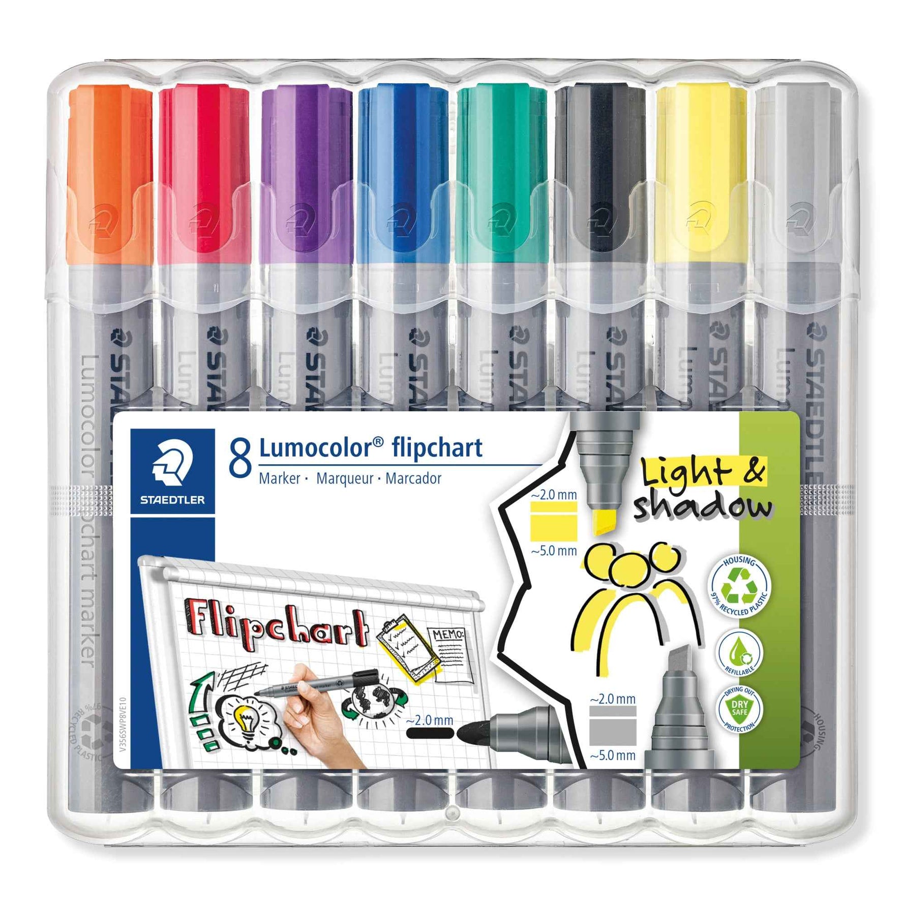 STAEDTLER® Flipchartmarker Lumocolor® 356 2 und 2-5 mm 8 St./Pack.