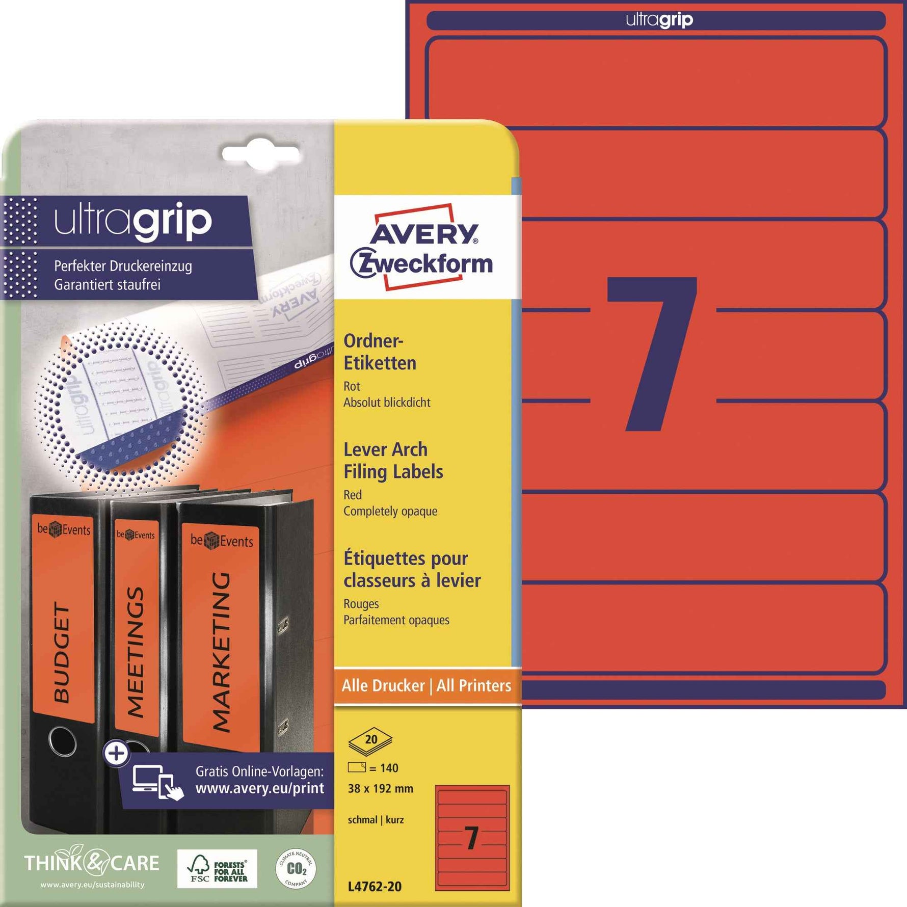 Avery Zweckform Ordnerrückenetikett ultragrip schmal/kurz