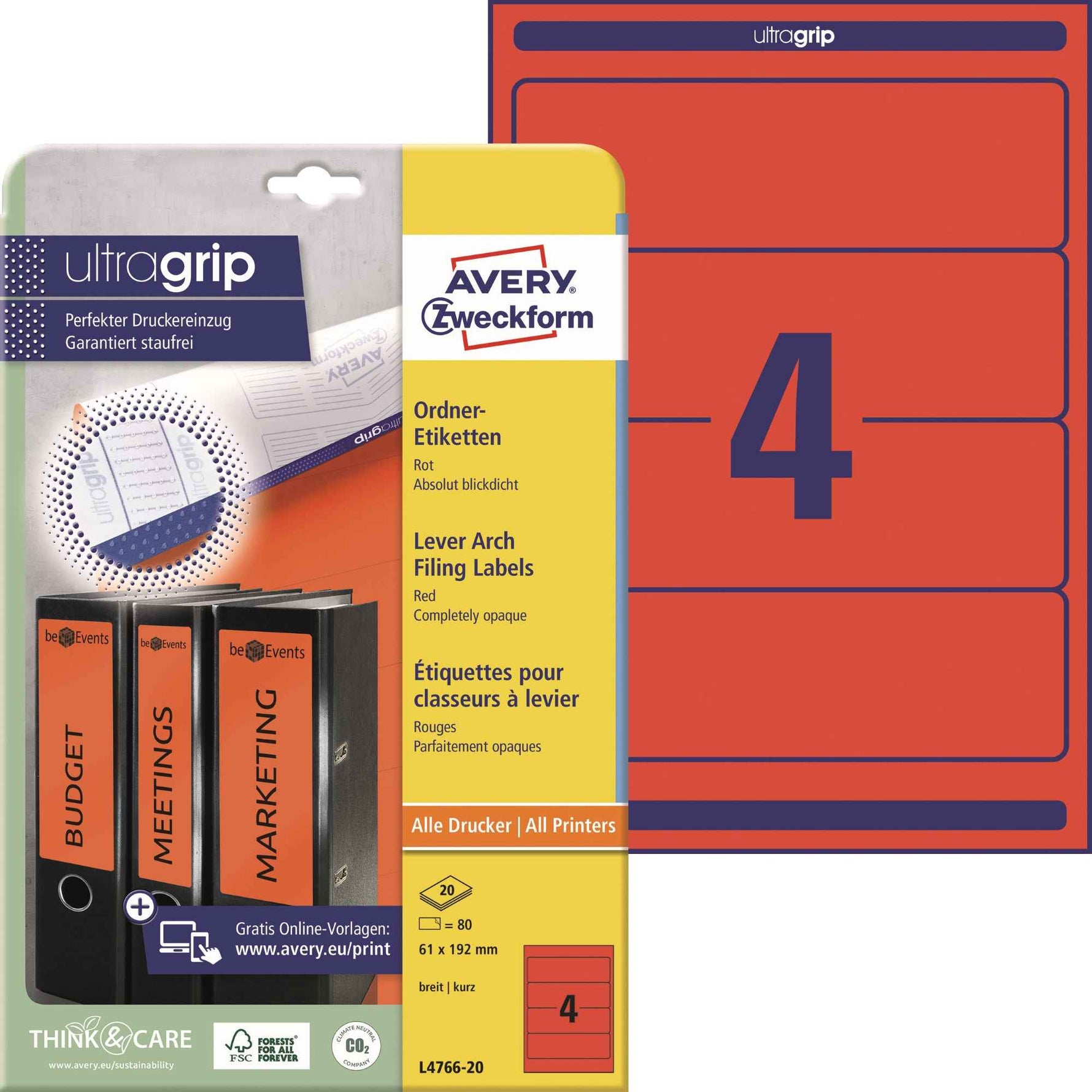 Avery Zweckform Ordnerrückenetikett ultragrip breit/kurz