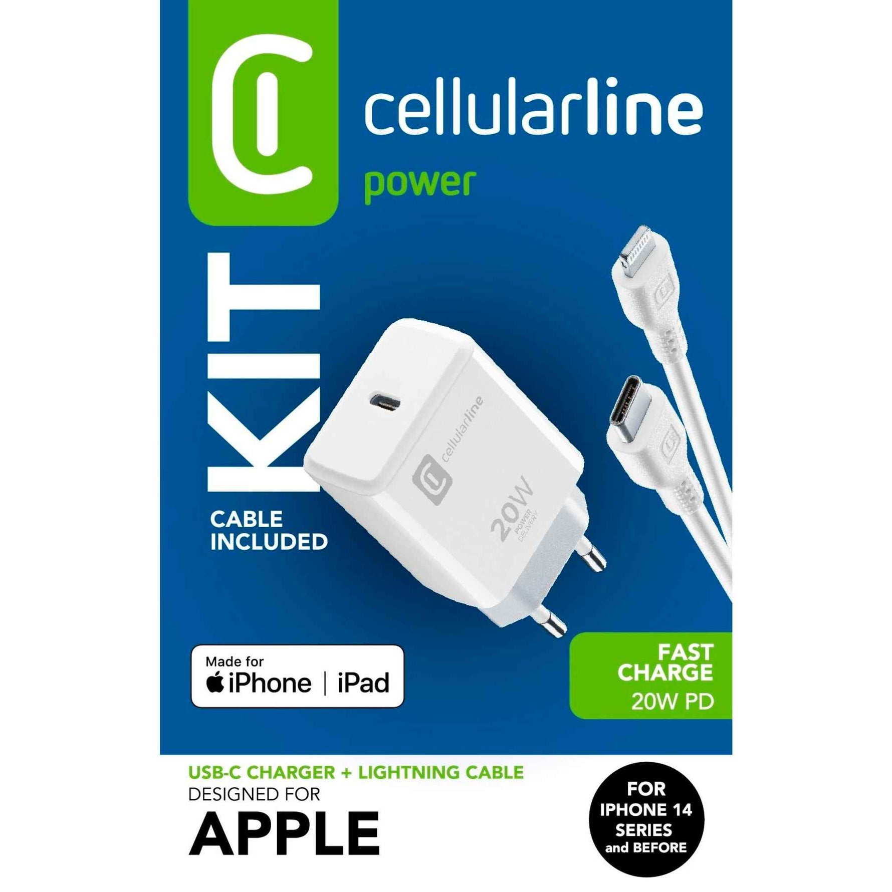 cellularline Ladegerät Kommunikationstechnik USB-C CHARGER KIT 20W 20 W