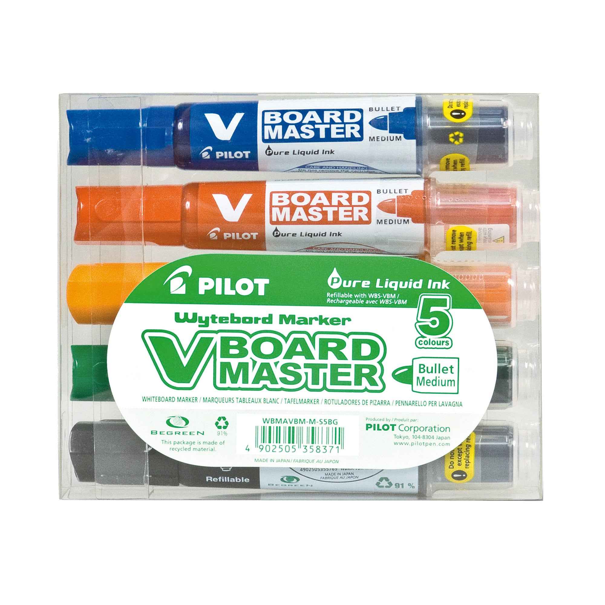 PILOT Whiteboardmarker V-Board Master BeGreen 5 St./Pack.