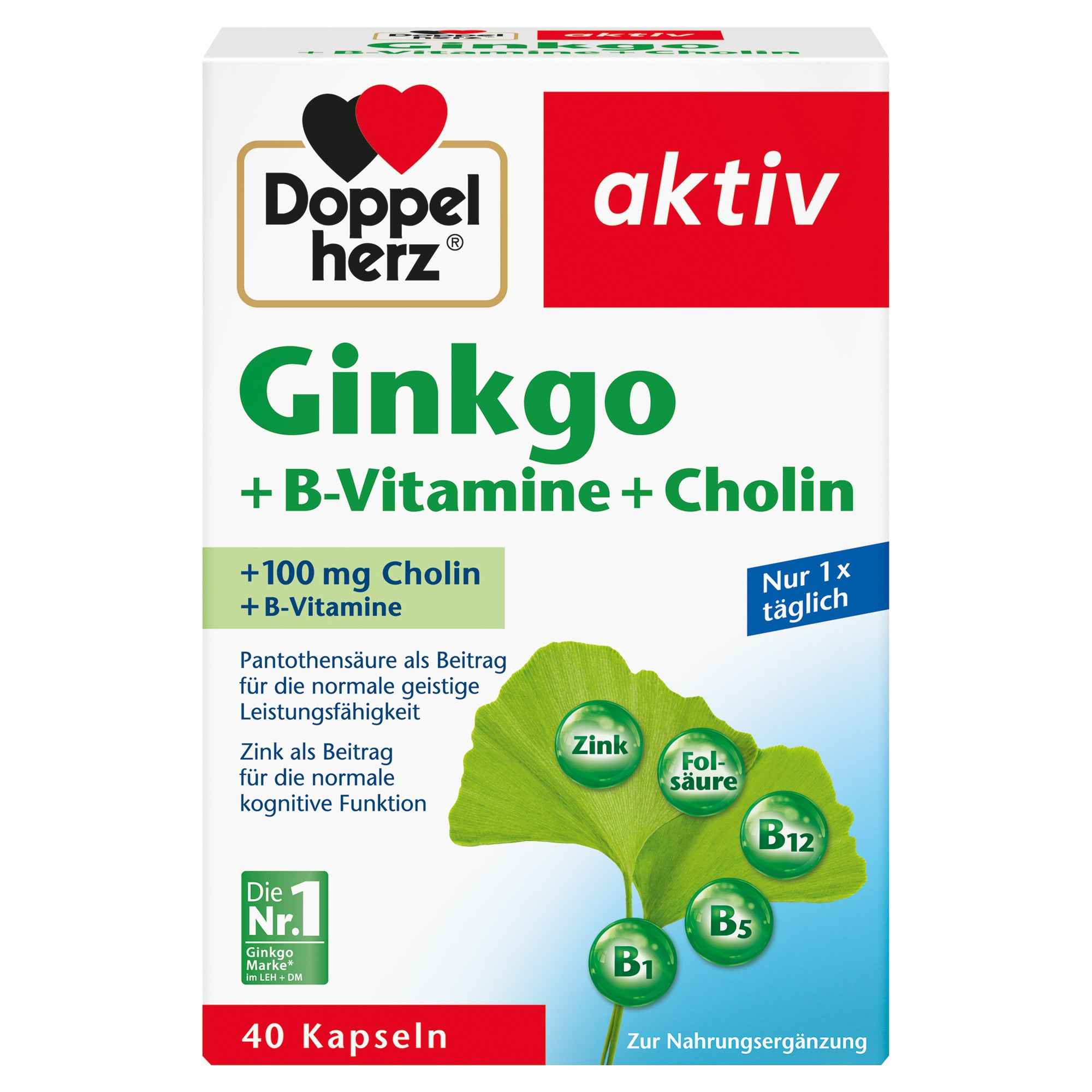 Doppelherz Nahrungsergänzungsmittel aktiv Ginkgo + B-Vitamine + Cholin