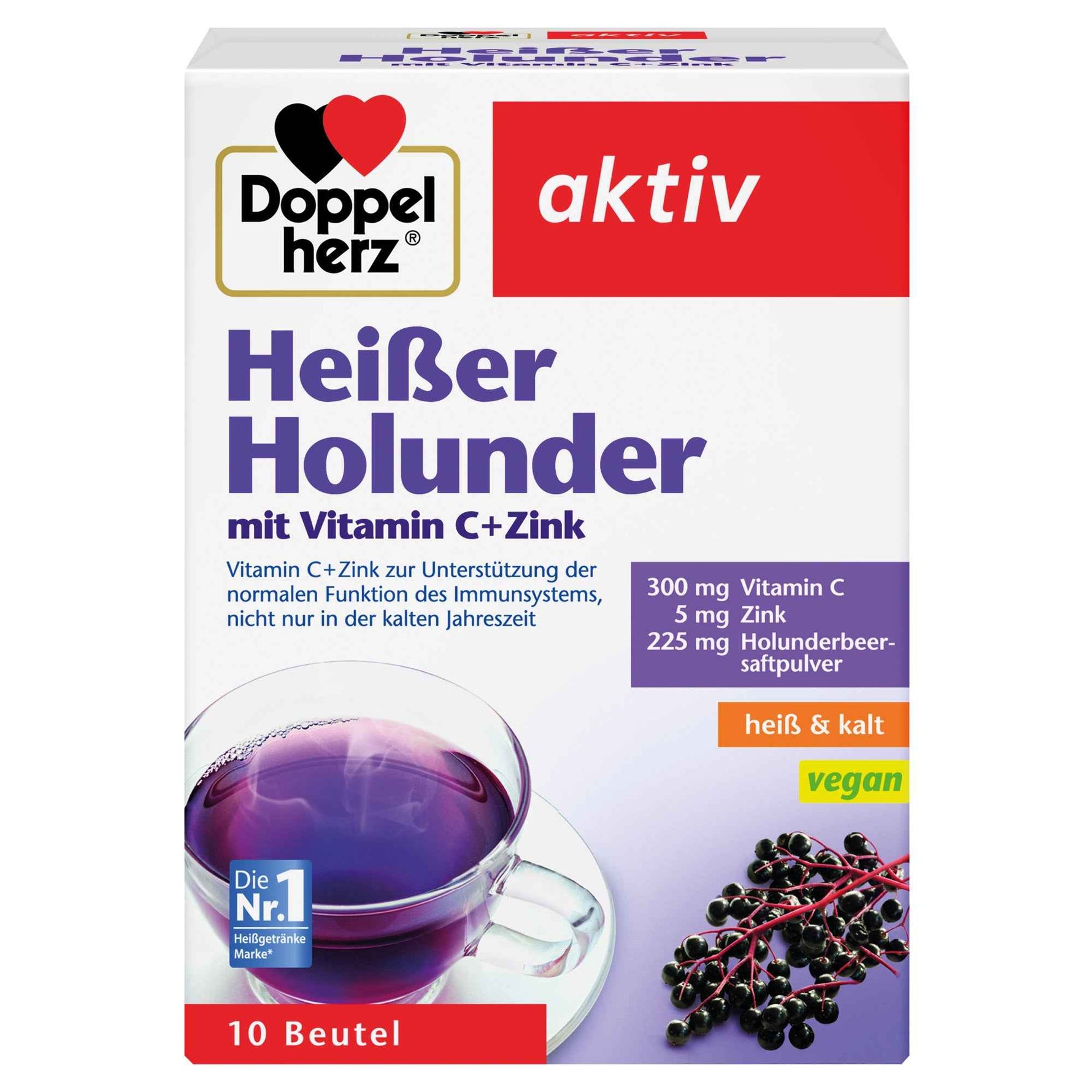 Doppelherz Nahrungsergänzungsmittel Heißgetränk aktiv Holunder Vitamin C + Zink