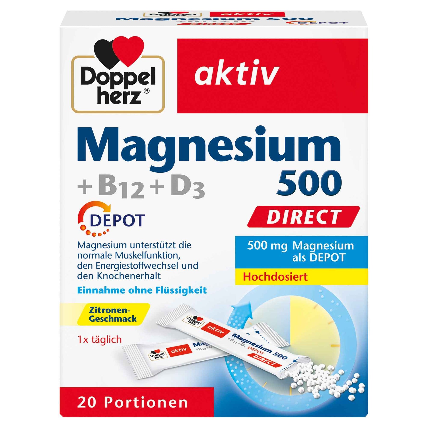Doppelherz Nahrungsergänzungsmittel aktiv Magnesium 500 + B12 + D3 DEPOT DIRECT