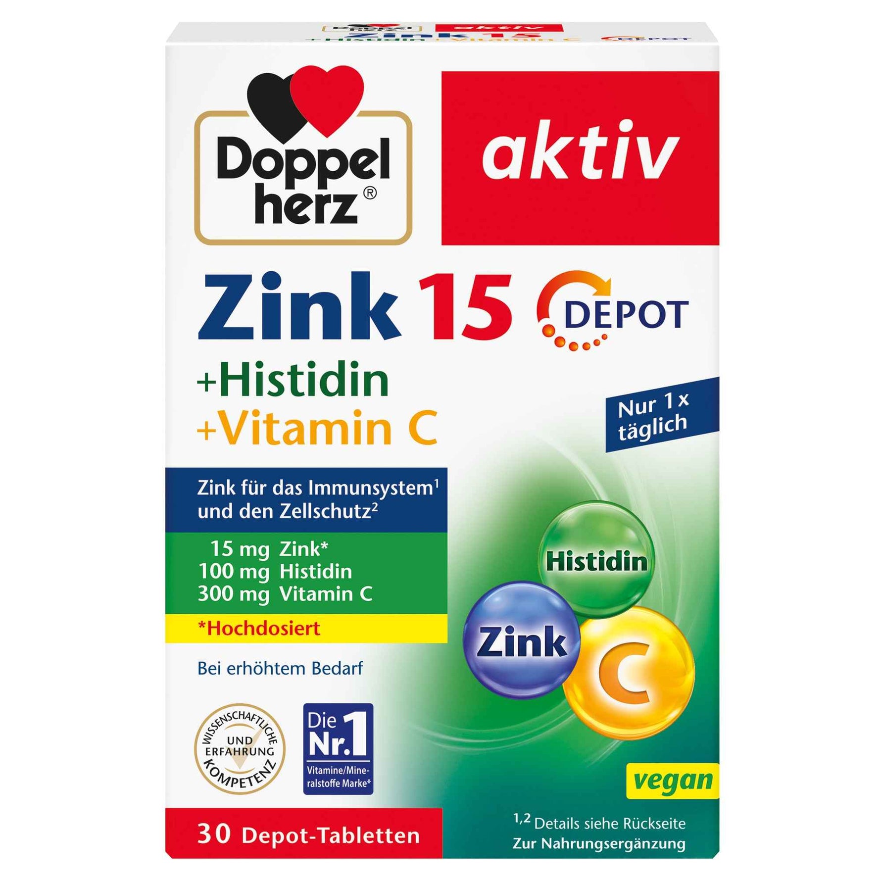 Doppelherz Nahrungsergänzungsmittel aktiv Zink 15 + Histidin + Vitamin C DEPOT