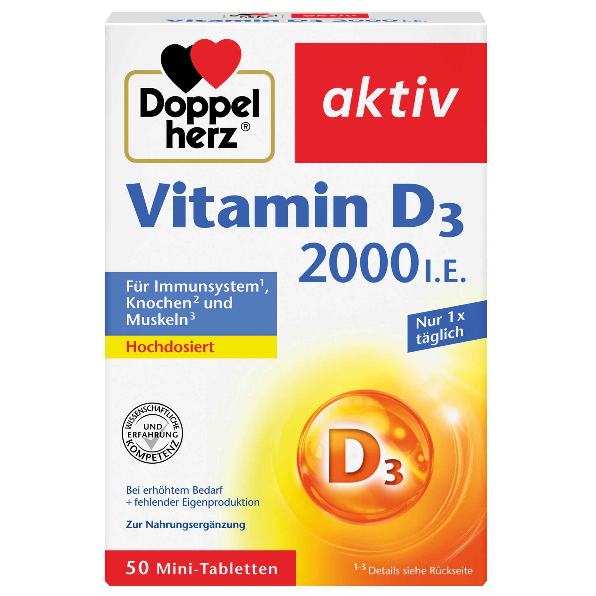 Doppelherz Nahrungsergänzungsmittel aktiv Vitamin D3 2000 I.E.
