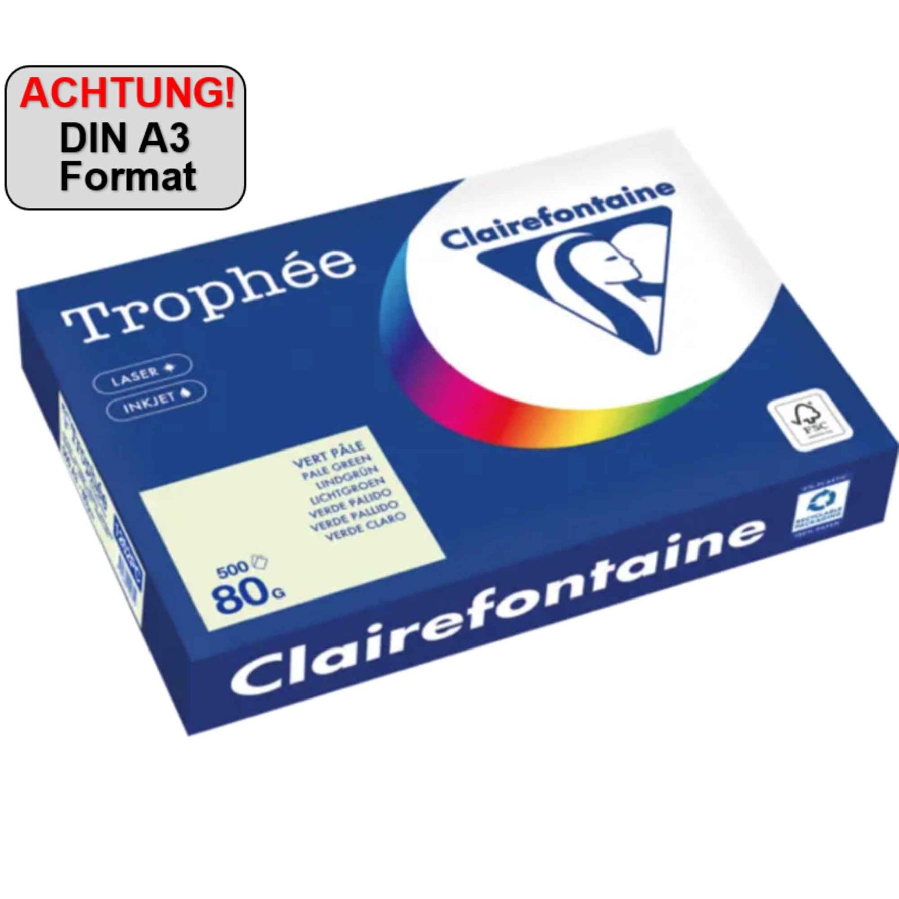 Clairefontaine Kopierpapier Trophée Color DIN A3 80 g/m² 500 Bl./Pack.