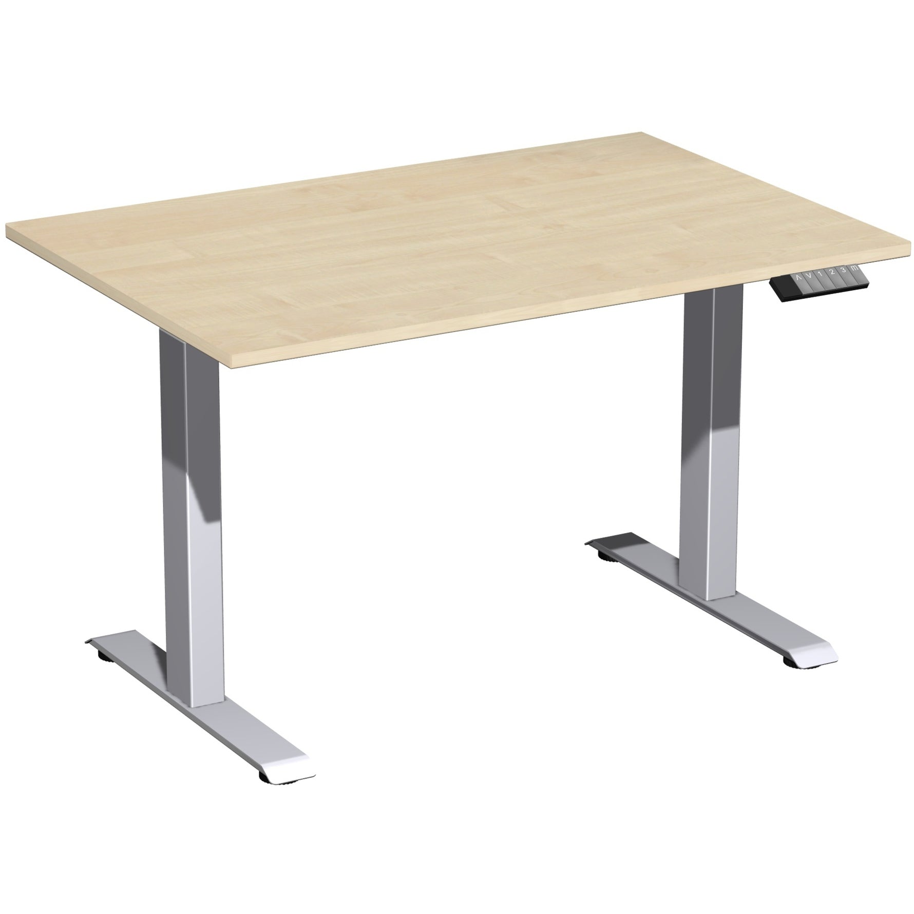 Geramöbel Schreibtisch Elevate Plus 1.200 x 630-1.280 x 800 mm (B x H x T) silber – Produktbild 2