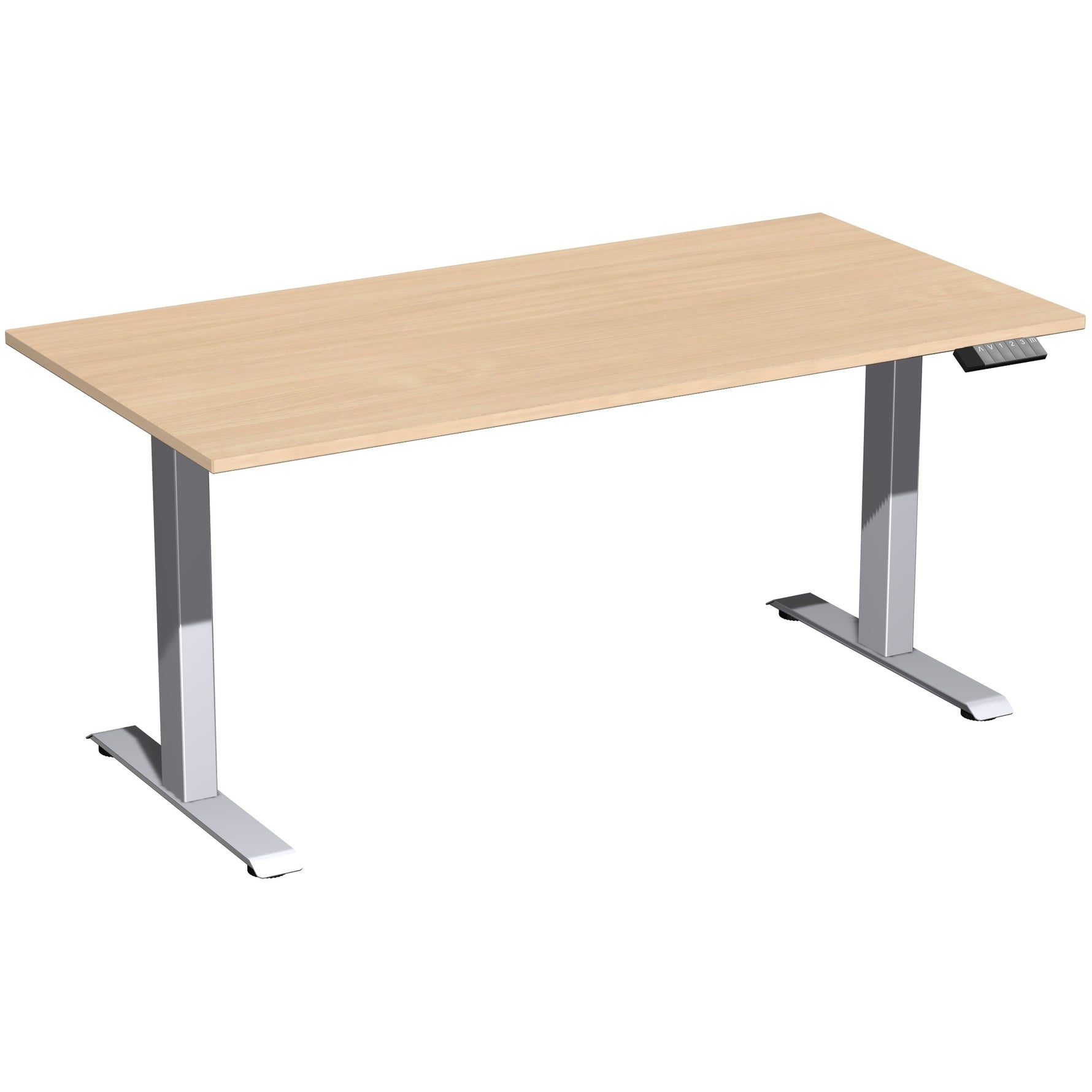 Geramöbel Schreibtisch Elevate Basic 1.600 x 730-1.230 x 800 mm (B x H x T) silber – Produktbild 2
