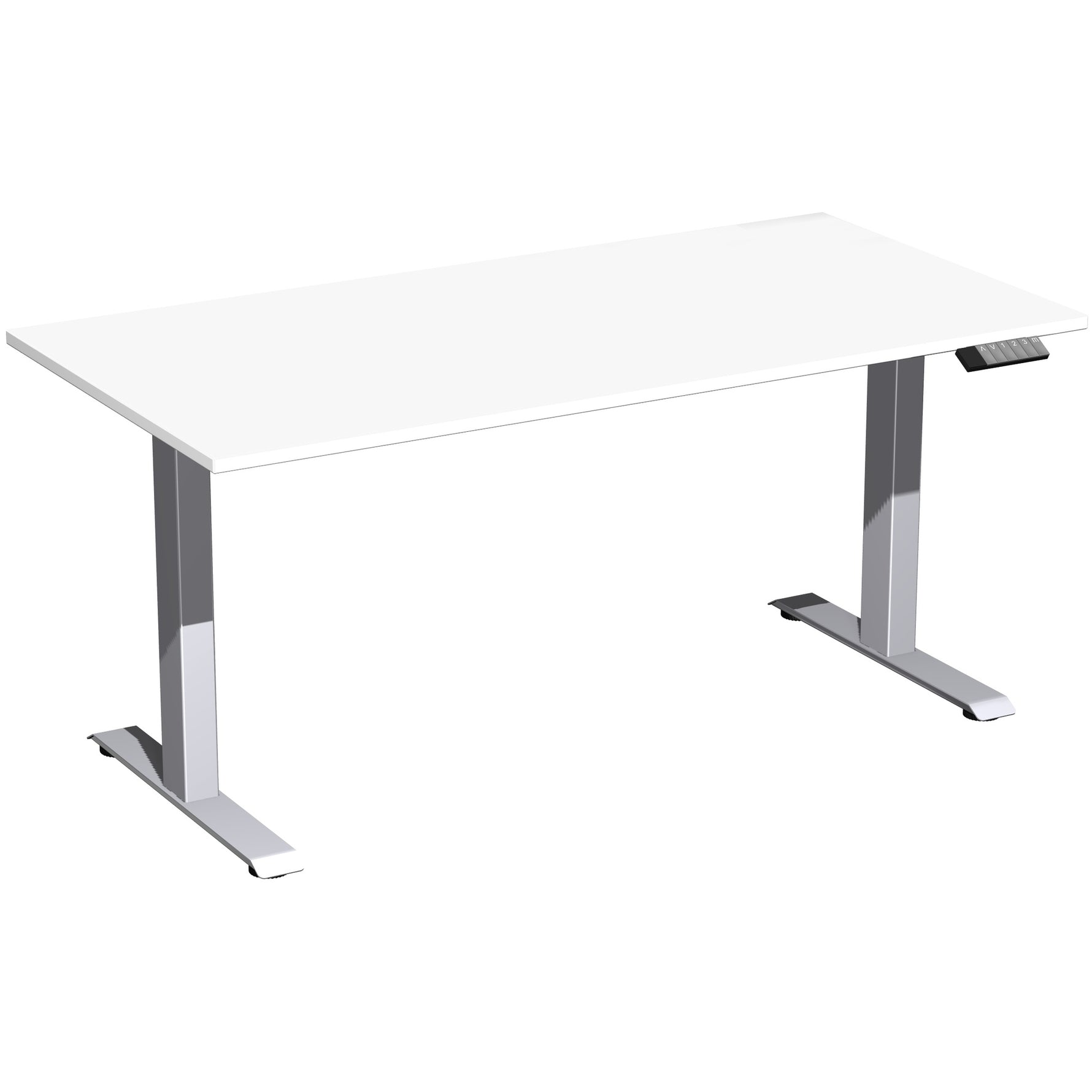 Geramöbel Schreibtisch Elevate Basic 1.600 x 730-1.230 x 800 mm (B x H x T) silber