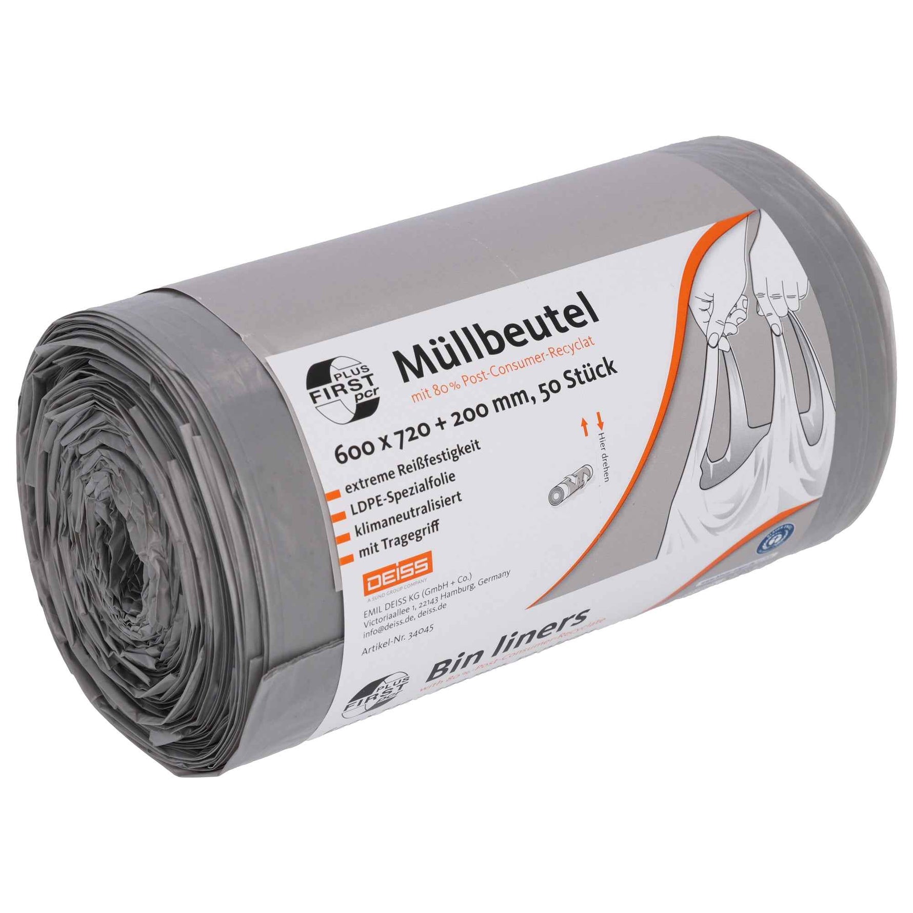 FIRST PLUS Müllbeutel 60 l mit Griff