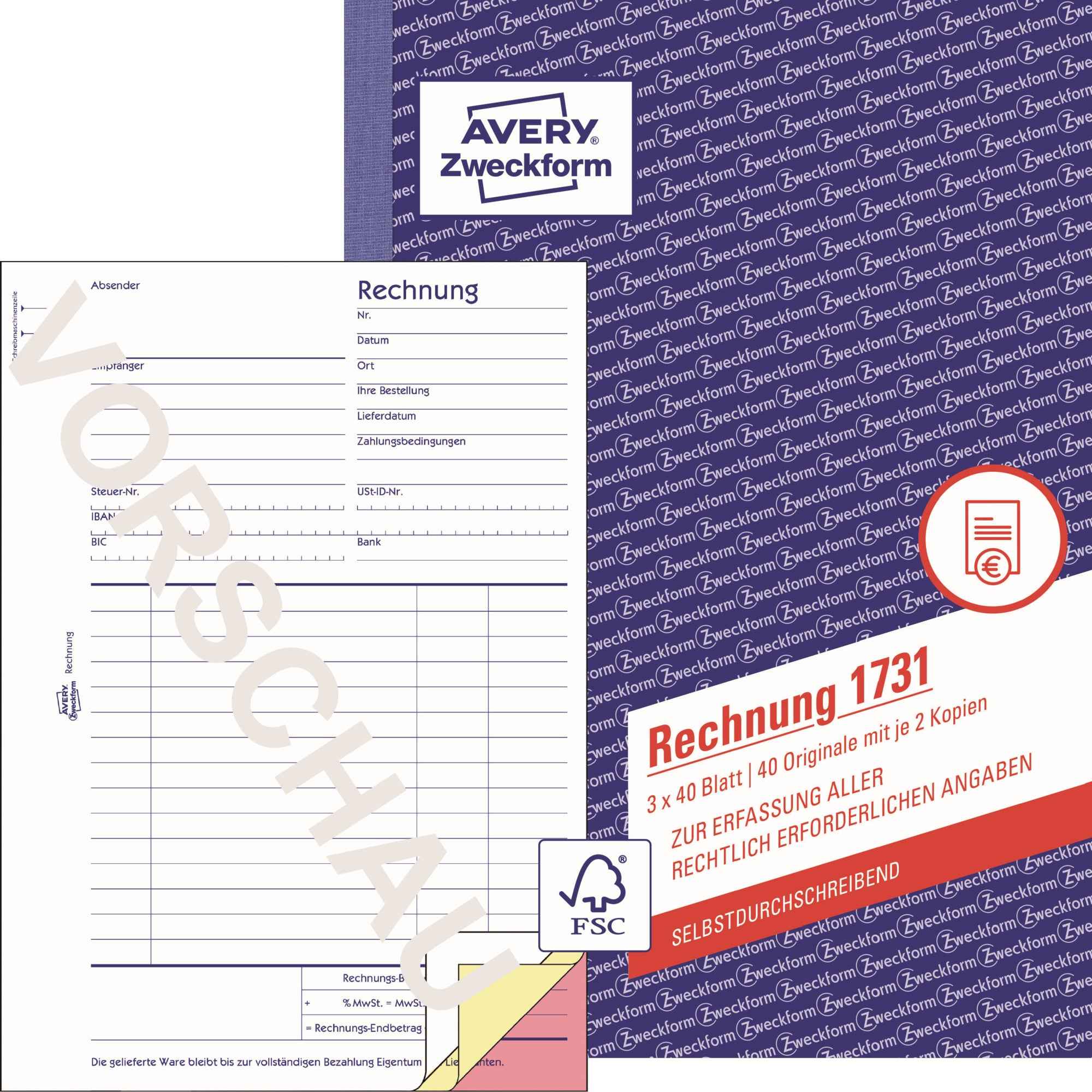 Avery Zweckform Rechnung 1731