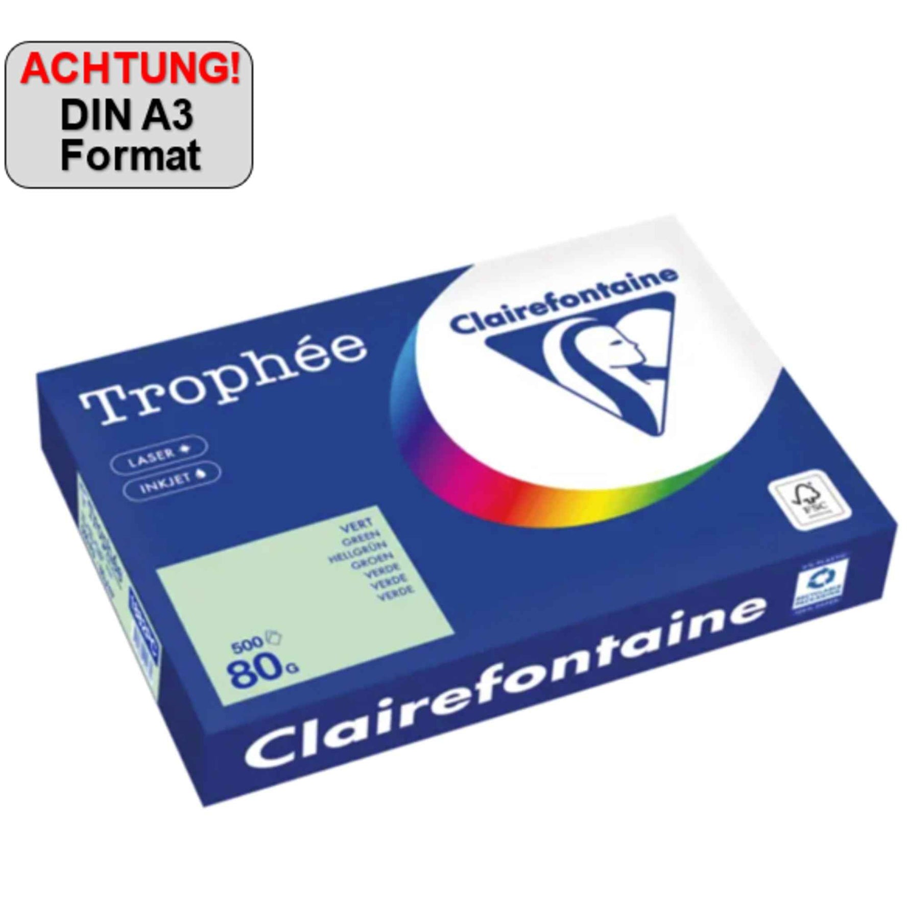 Clairefontaine Kopierpapier Trophée Color DIN A3 80 g/m² 500 Bl./Pack.