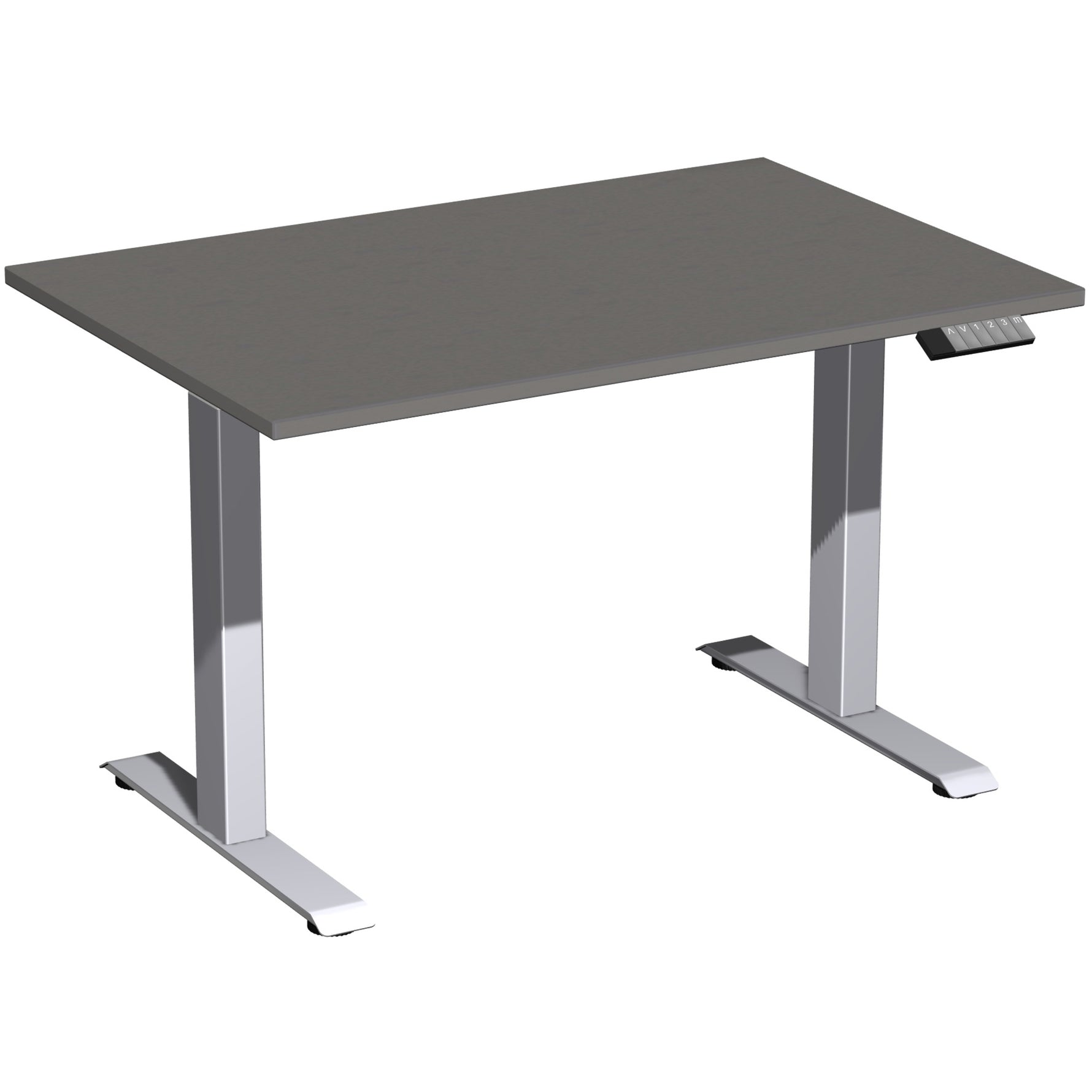 Geramöbel Schreibtisch Elevate Plus 1.200 x 630-1.280 x 800 mm (B x H x T) silber – Produktbild 3