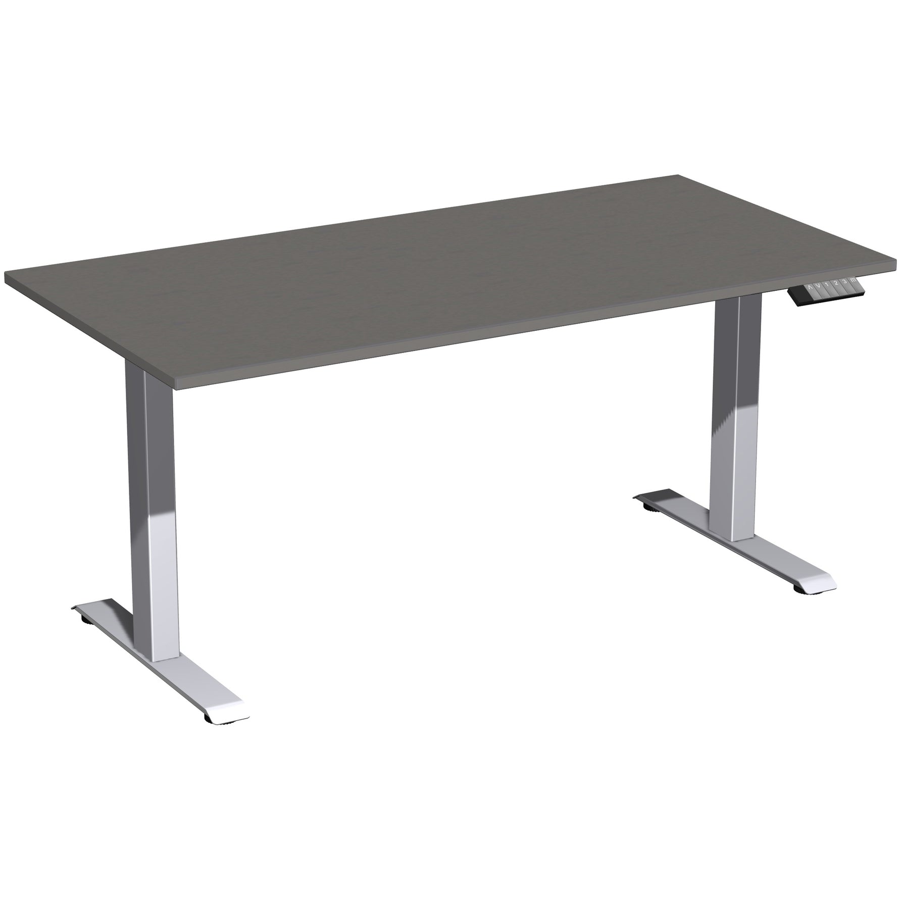 Geramöbel Schreibtisch Elevate Basic 1.600 x 730-1.230 x 800 mm (B x H x T) silber – Produktbild 4