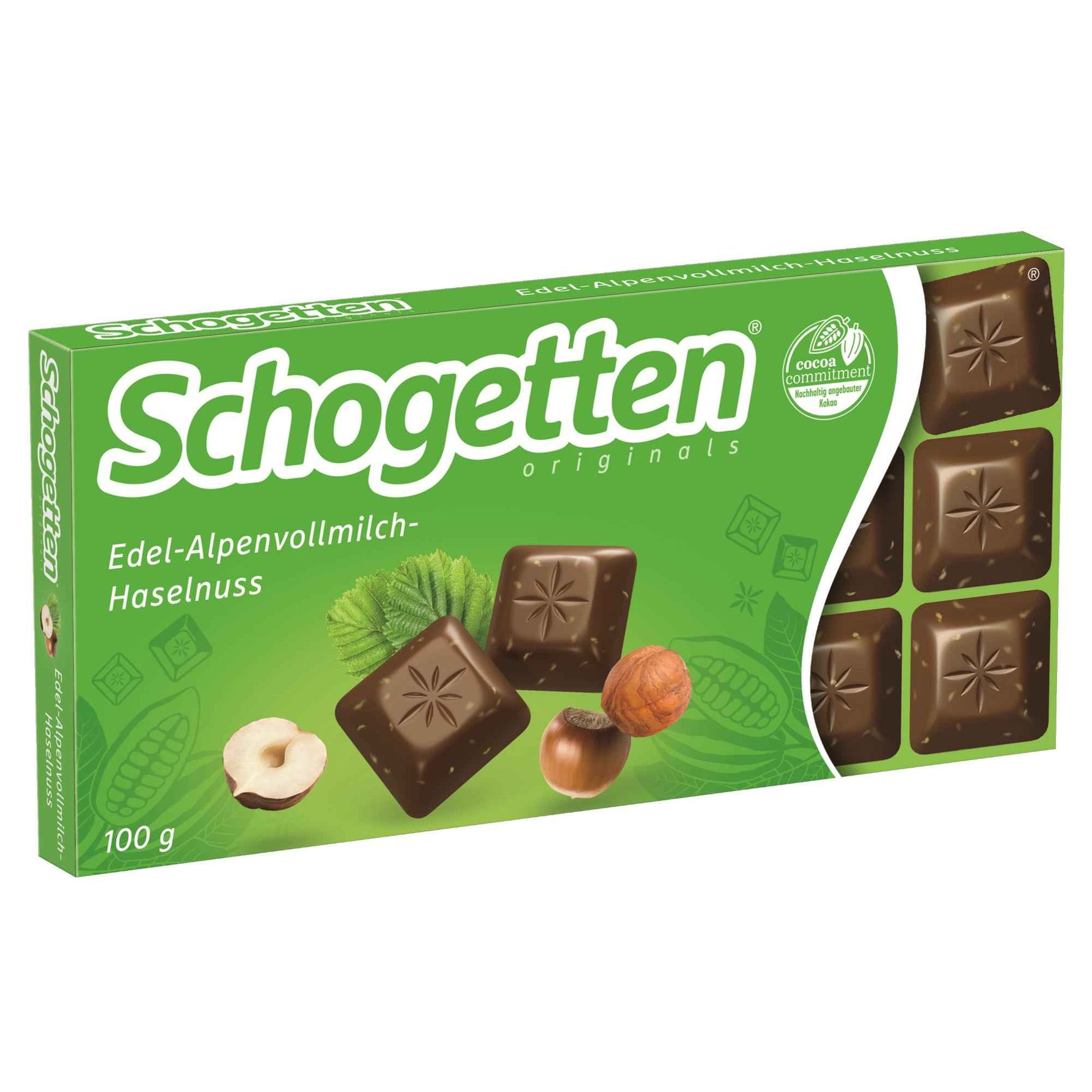 Schogetten Schokolade 100 g/Pack. Edel-Alpenvollmilch-Haselnuss