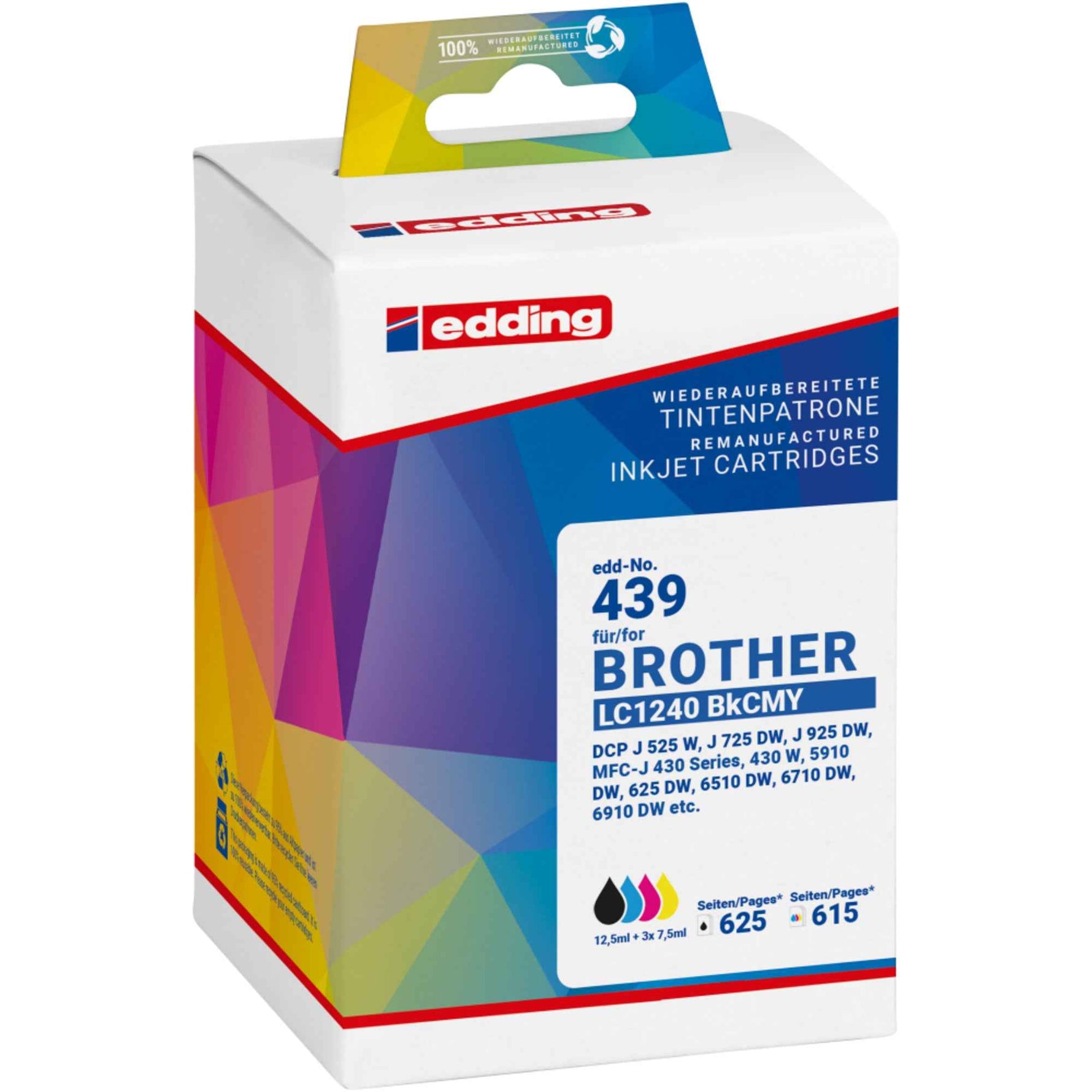 edding Tintenpatrone Kompatibel mit Brother LC-1240 schwarz, cyan, magenta, gelb