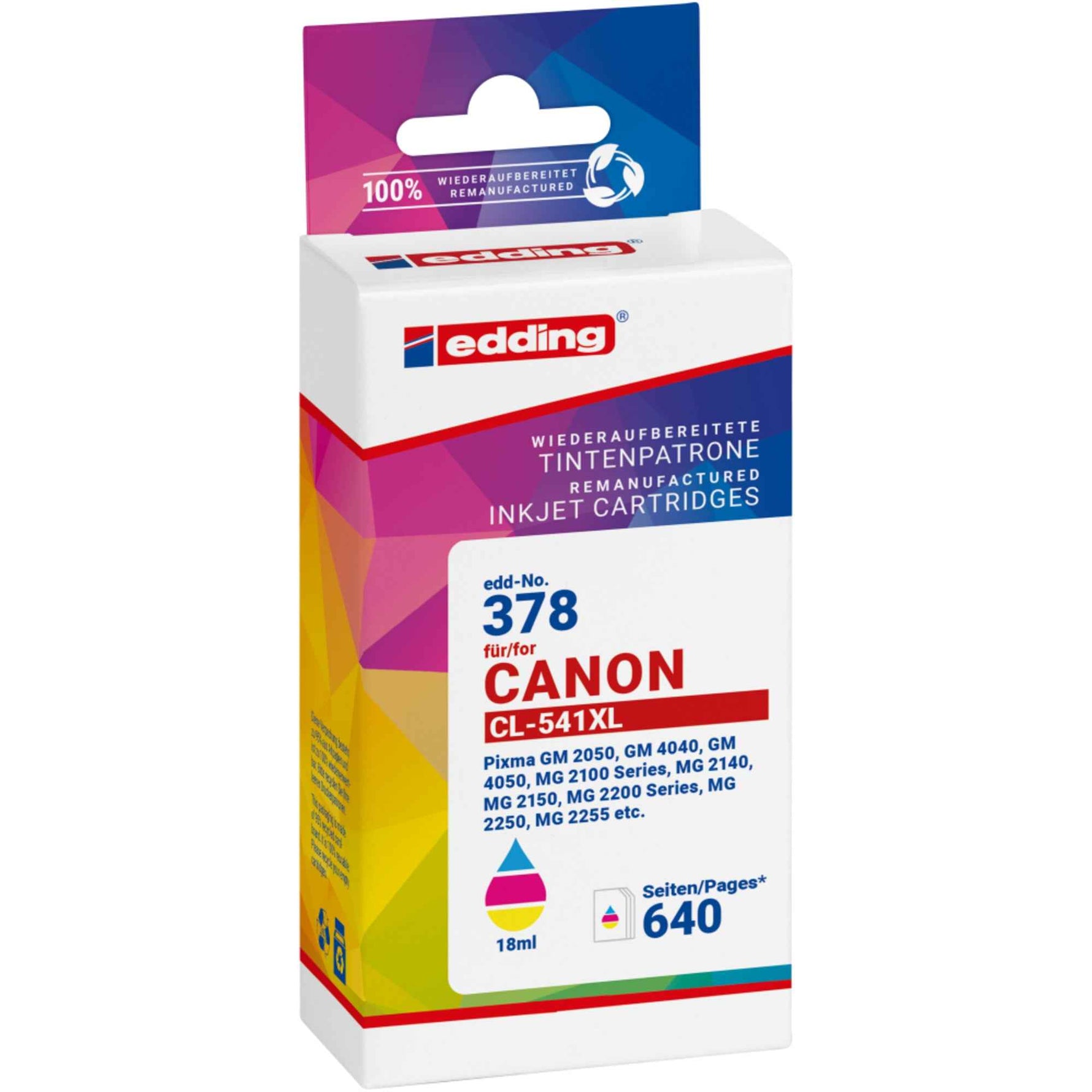 edding Tintenpatrone kompatibel mit Canon CL-541XL, cyan, magenta und gelb, für Drucker, Farbdrucke