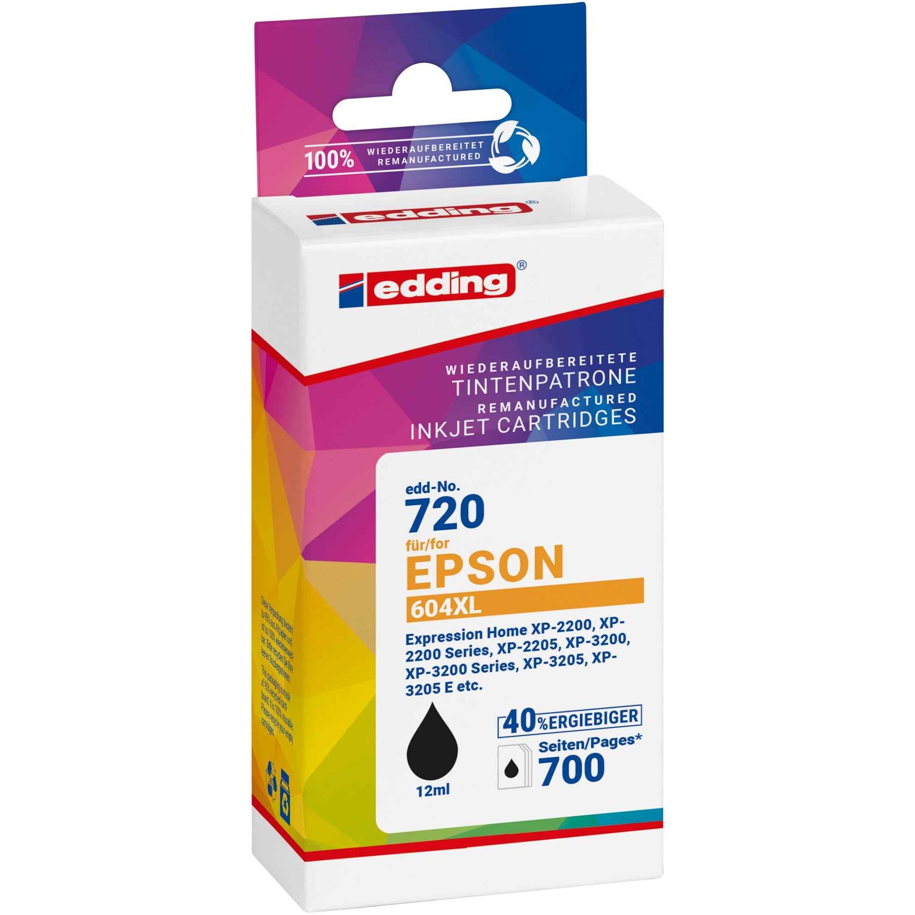 edding Tintenpatrone Kompatibel mit Epson 604XL schwarz