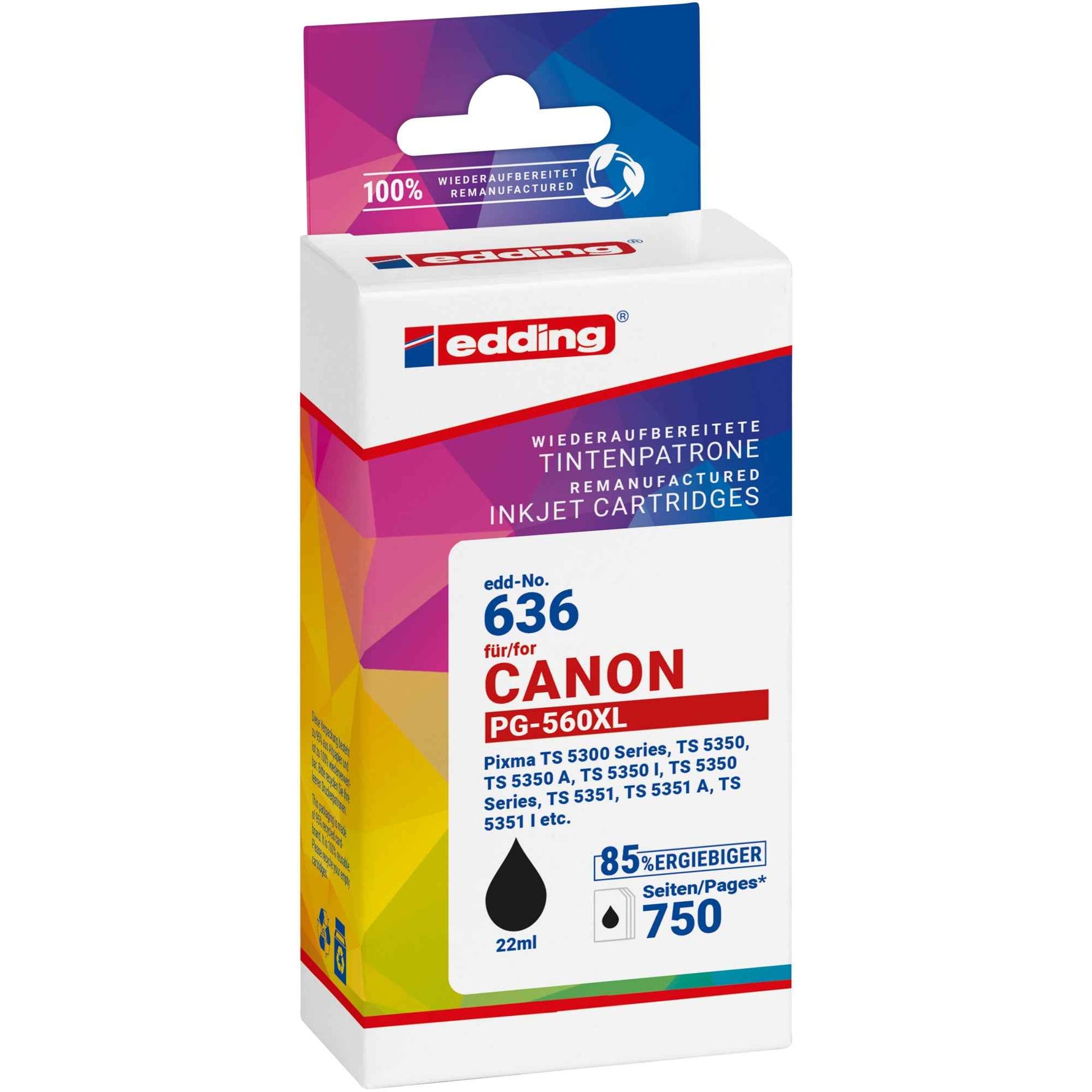edding Tintenpatrone Kompatibel mit Canon PG-560XL schwarz