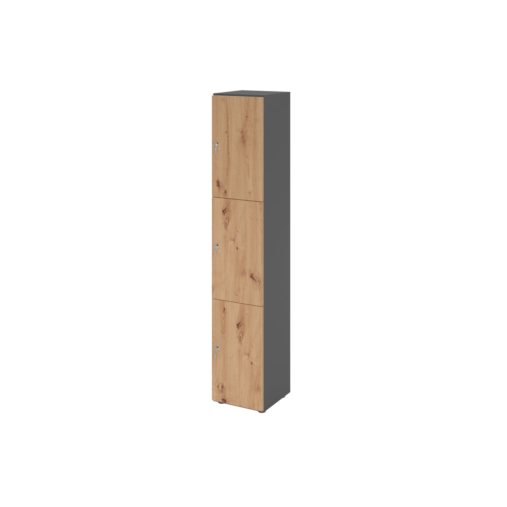 Hammerbacher Schließfachschrank 400 x 2.156 x 420 mm (B x H x T) 3 Fächer asteiche – Produktbild 2