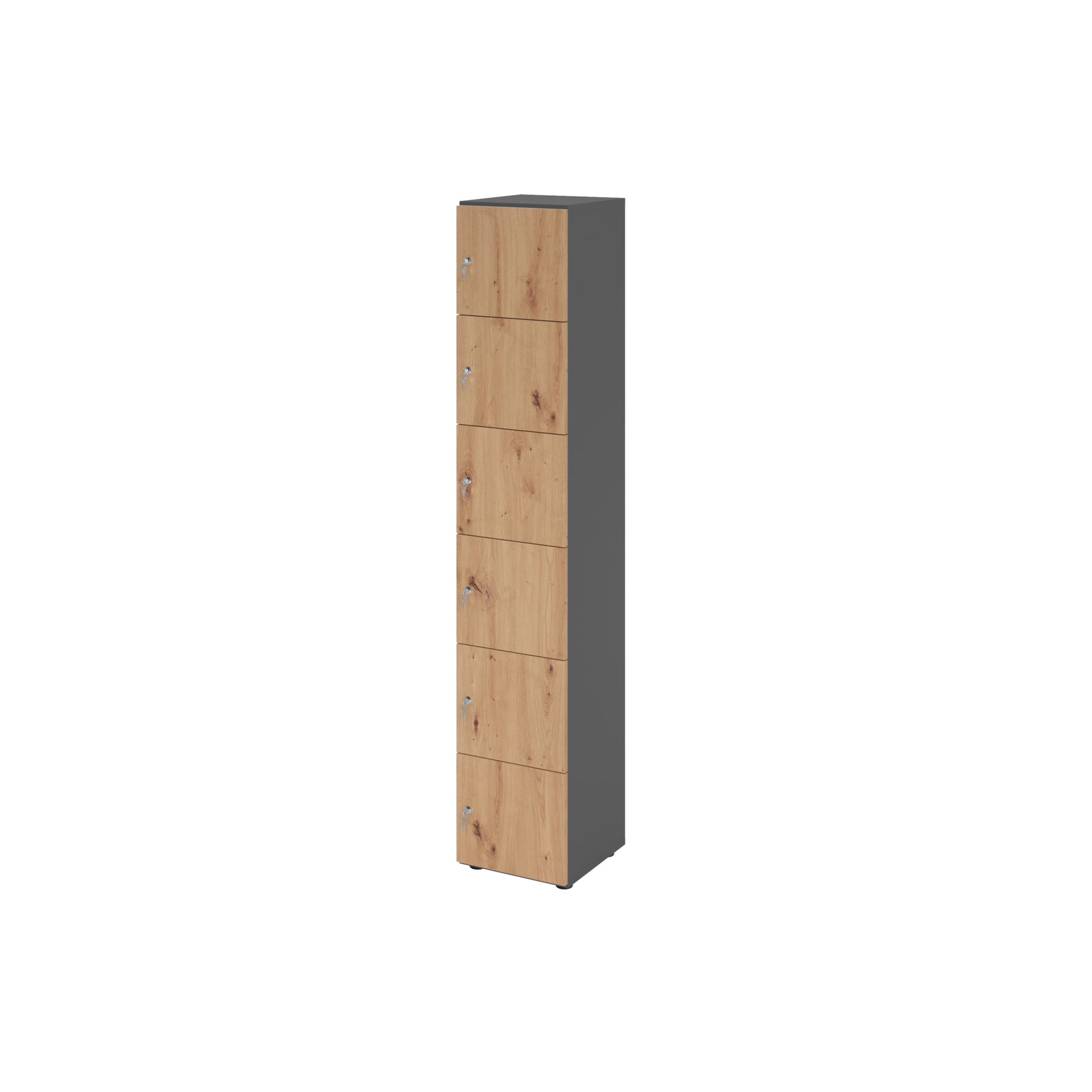 Hammerbacher Schließfachschrank 400 x 2.156 x 420 mm (B x H x T) 6 Fächer asteiche – Produktbild 2