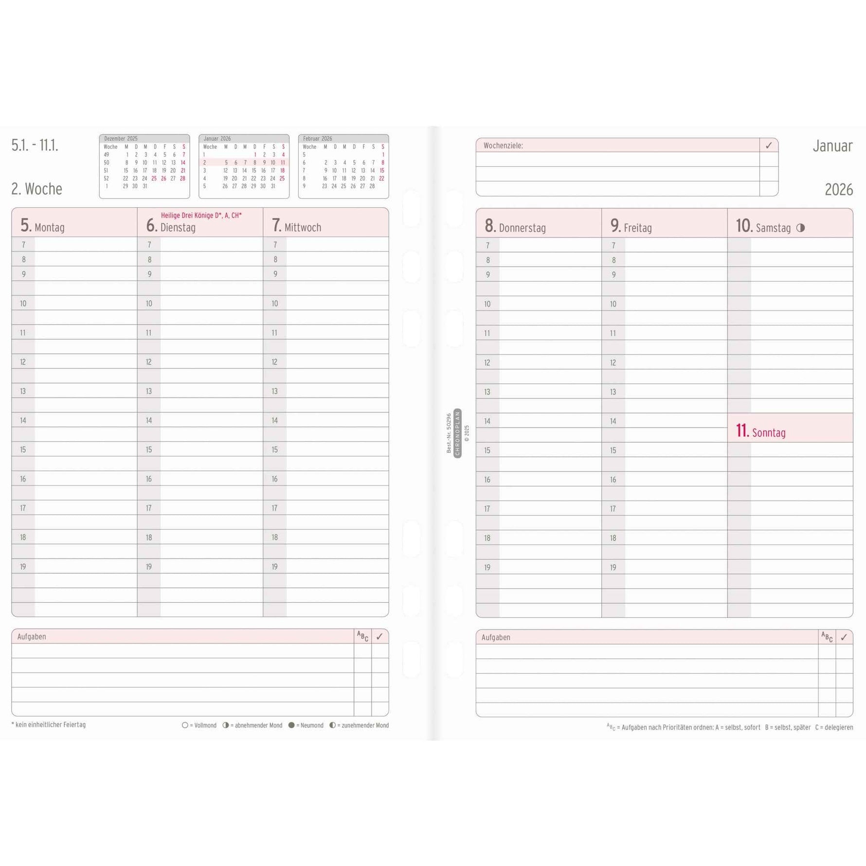 Chronoplan Einlage Kalender 2026 Jahresplan inkl. Wochenplan