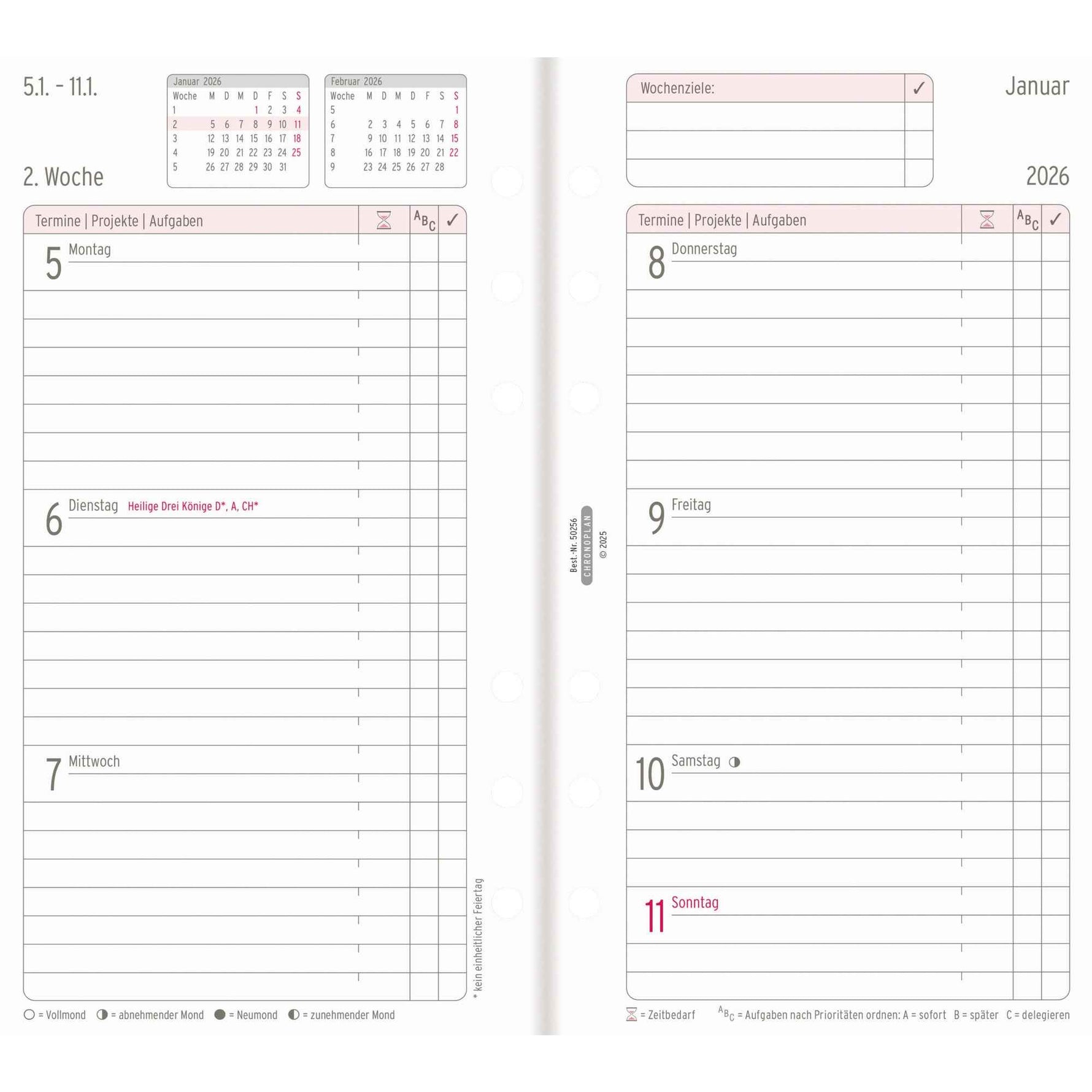 Chronoplan Einlage Kalender 2026