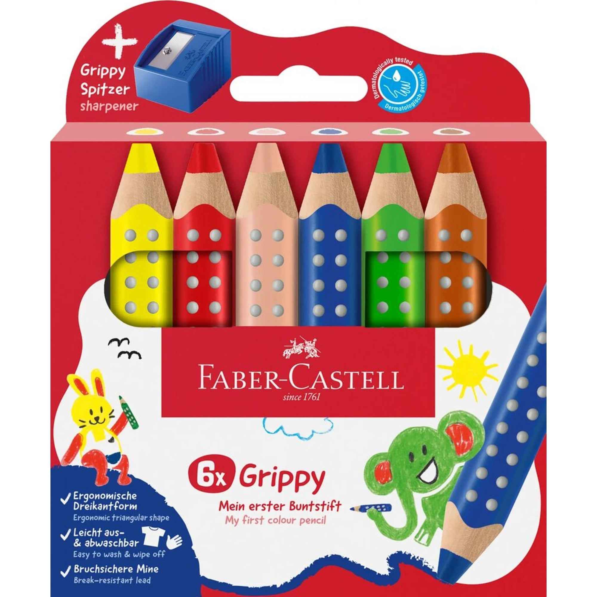 Faber-Castell Buntstift Grippy 6 St./Pack. inkl. Grippy Spitzer