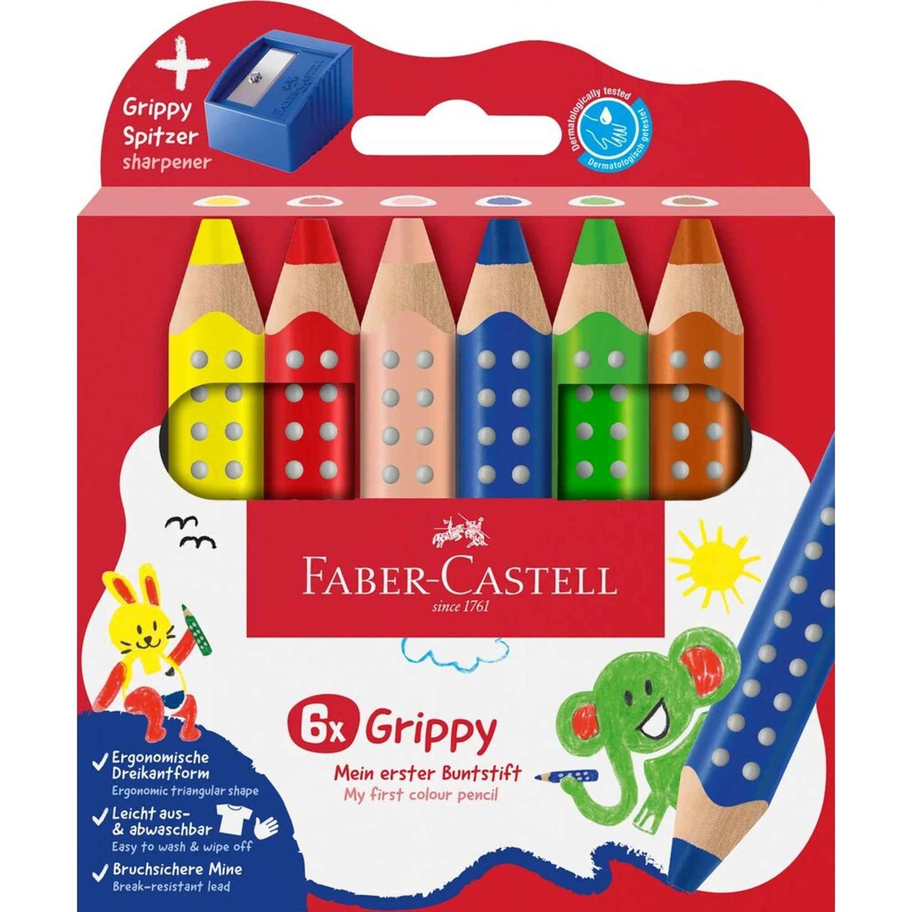 Faber-Castell Buntstift Grippy 6 St./Pack. inkl. Grippy Spitzer