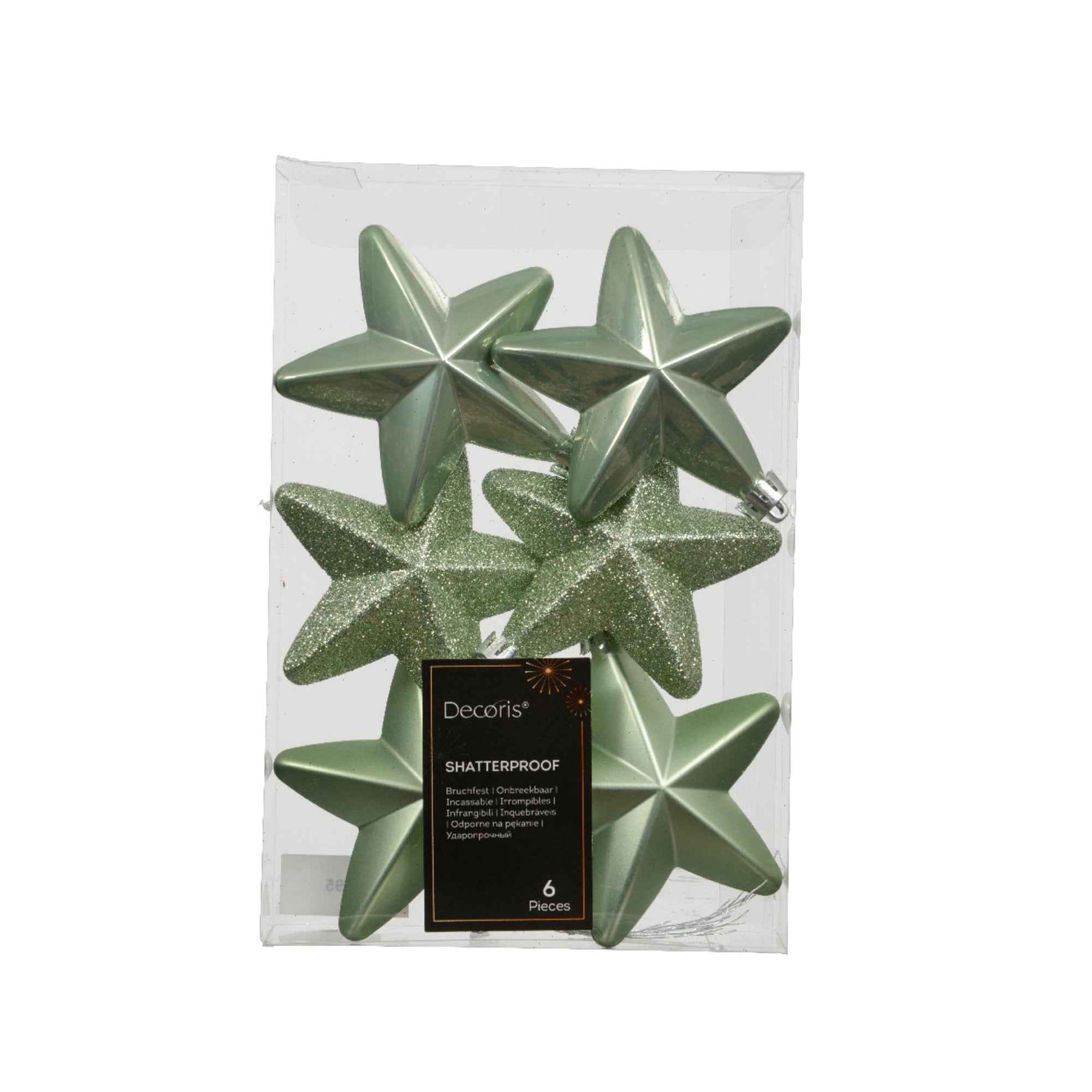 DECORIS Christbaumschmuck Stern Mix 6 St./Pack.