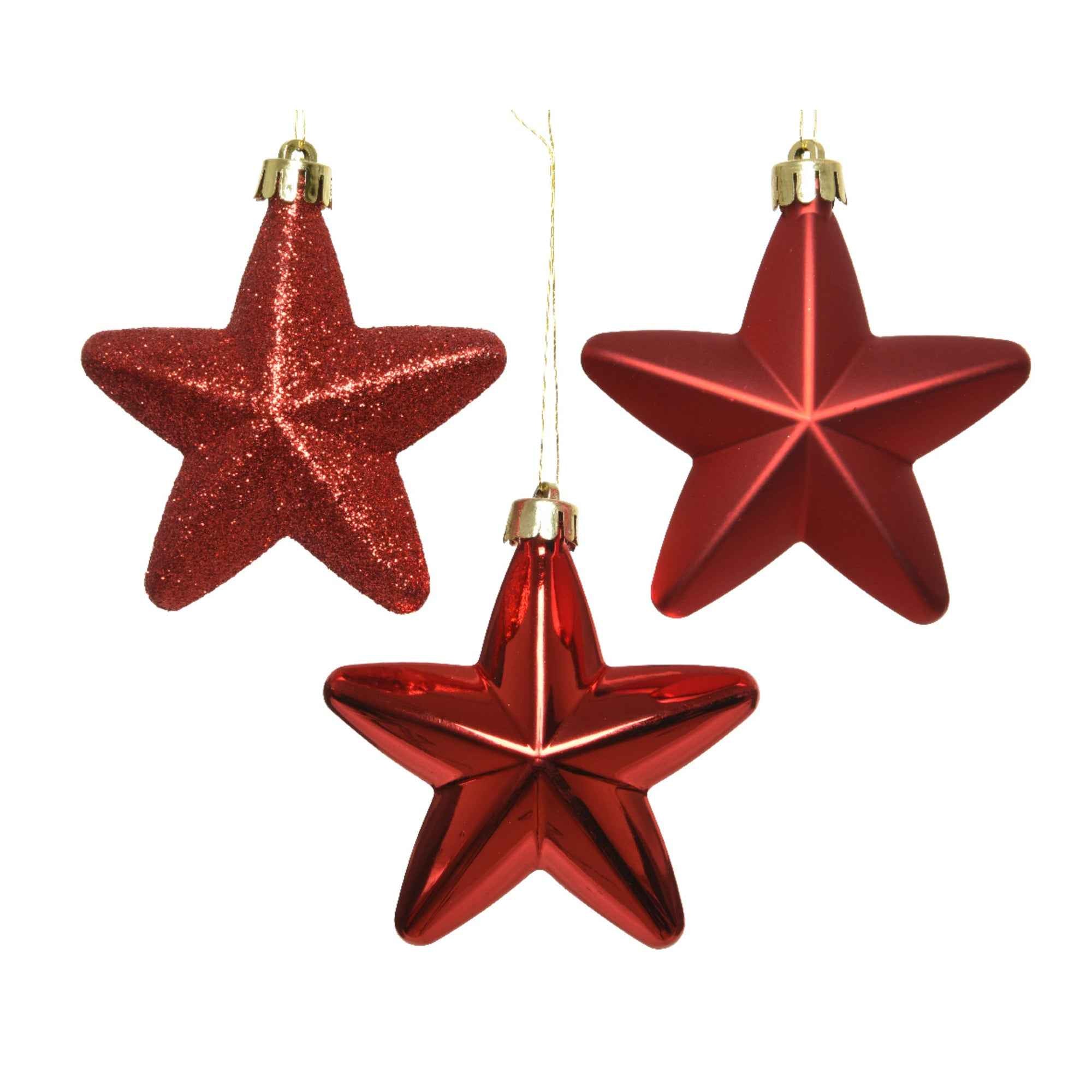 DECORIS Christbaumschmuck Stern Mix 6 St./Pack.