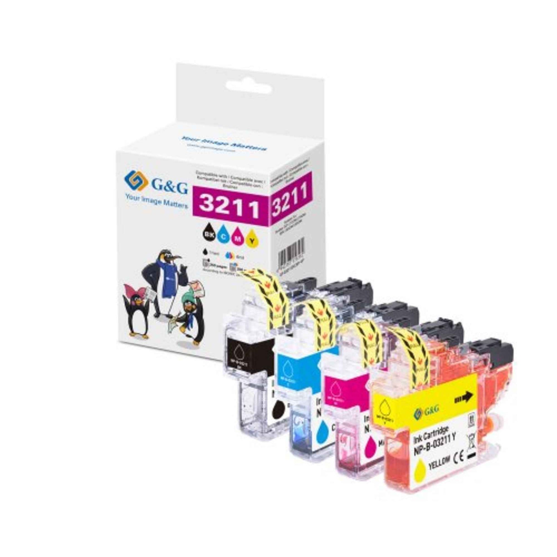 G&G Tintenpatrone Kompatibel mit Brother LC-3211 schwarz, cyan, magenta, gelb