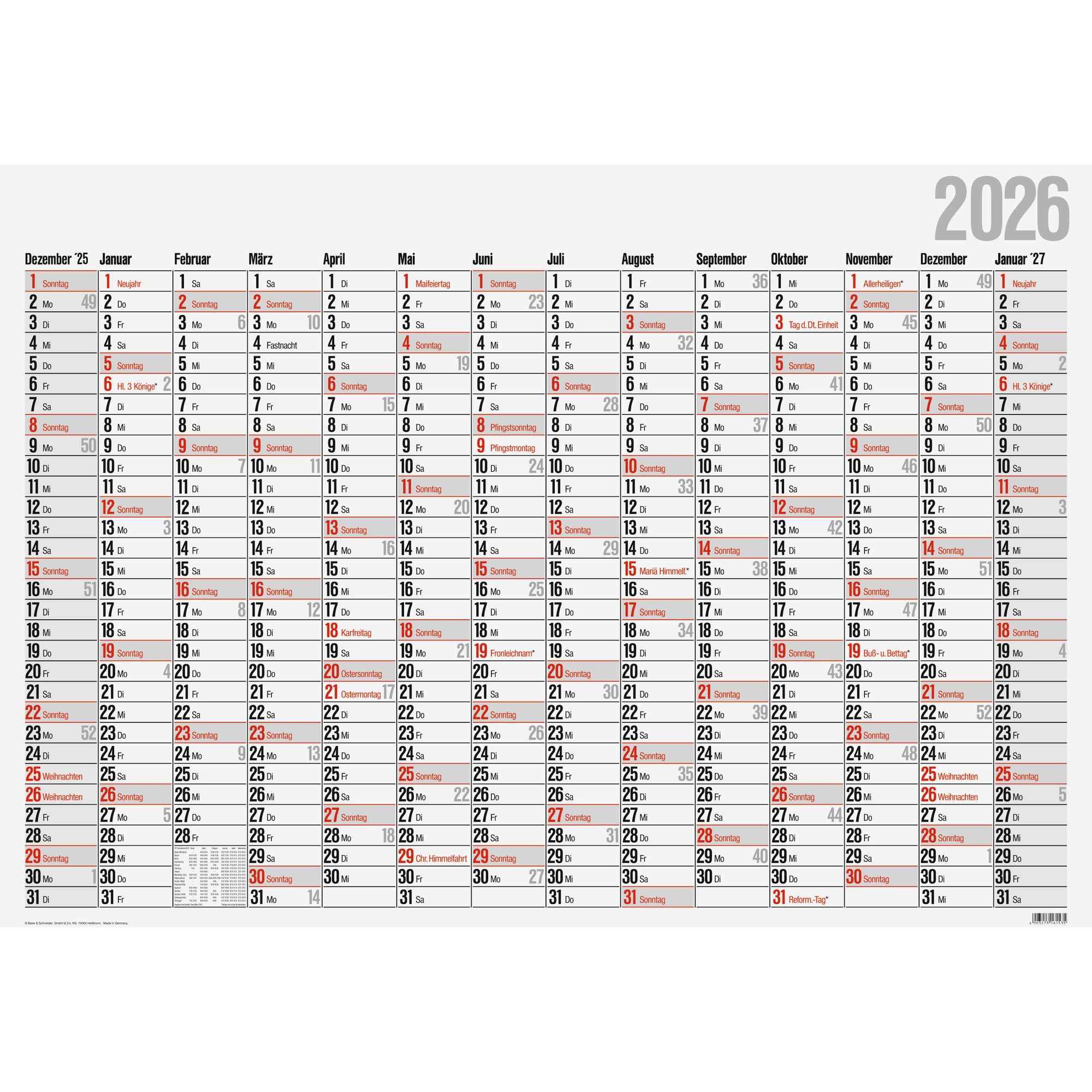 Glocken Plakatkalender 2026