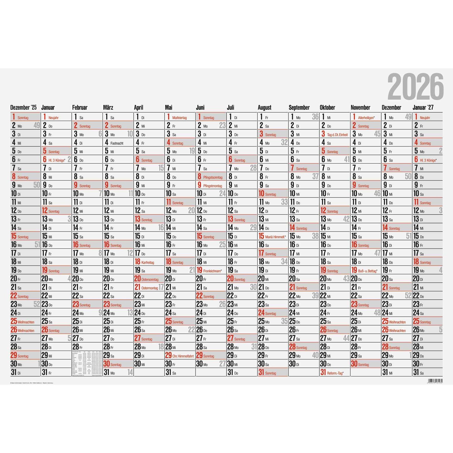Glocken Plakatkalender 2026