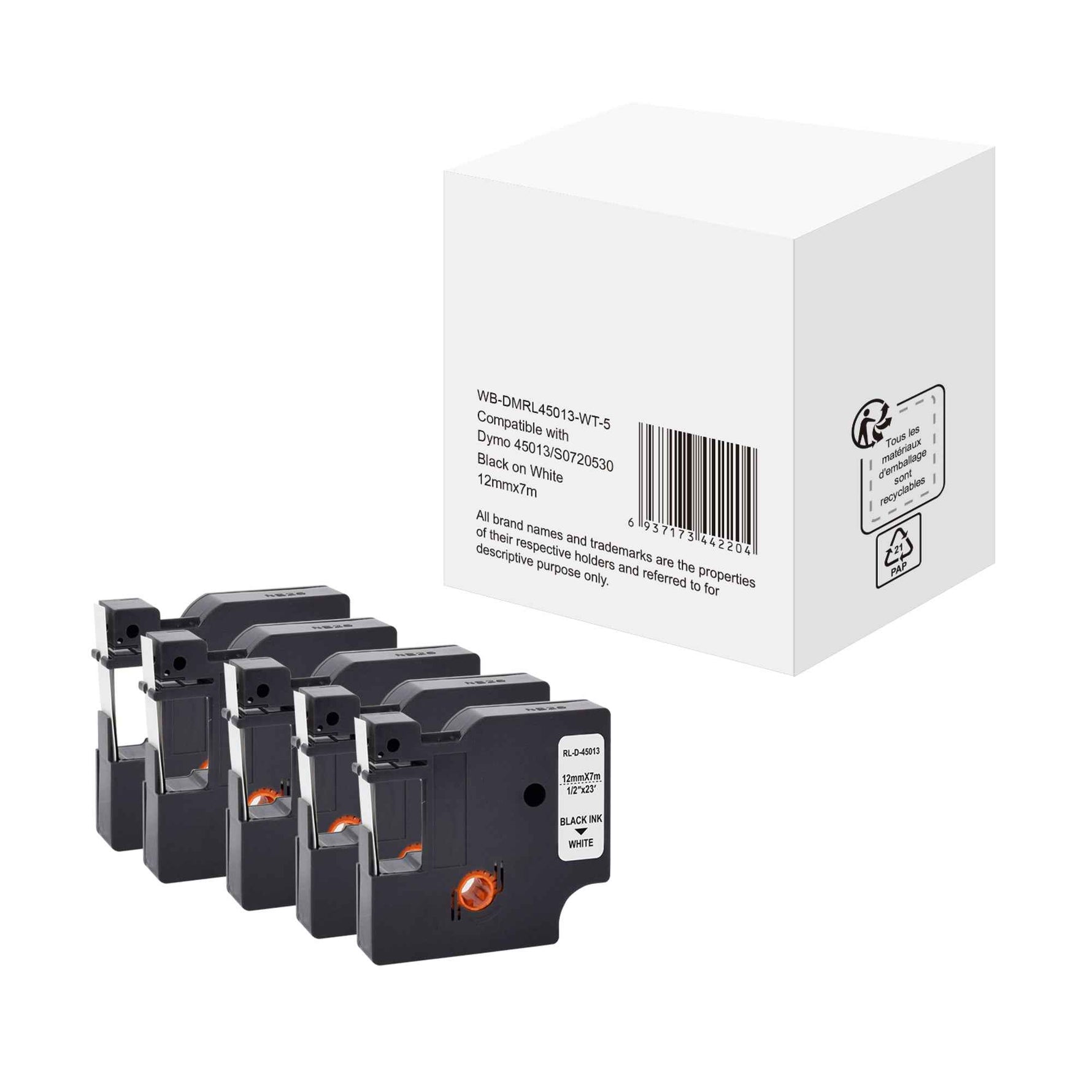 Schriftbandkassette Kompatibel mit DYMO S0720530 5 St./Pack.