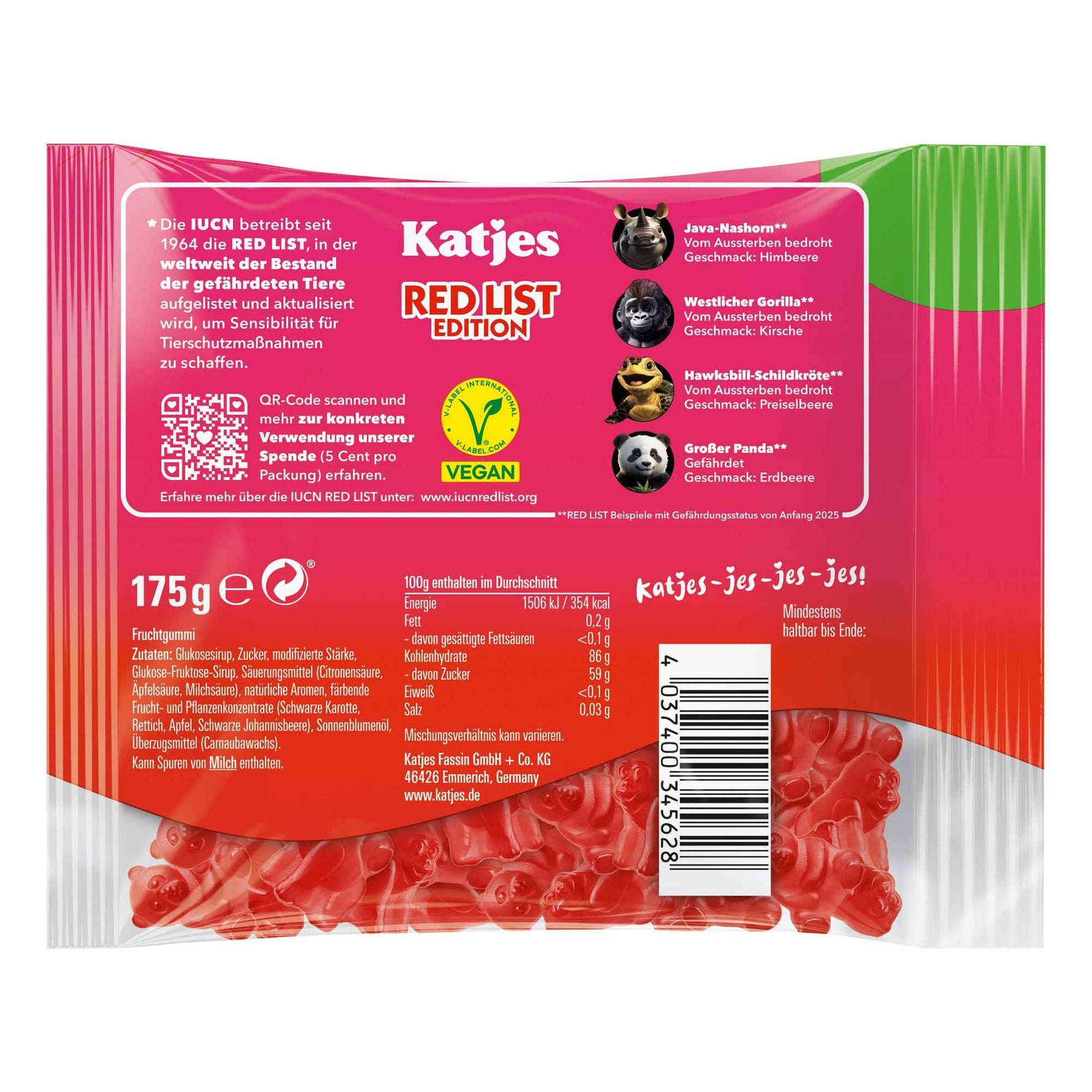 Katjes Fruchtgummi Red List 175 g/Pack.
