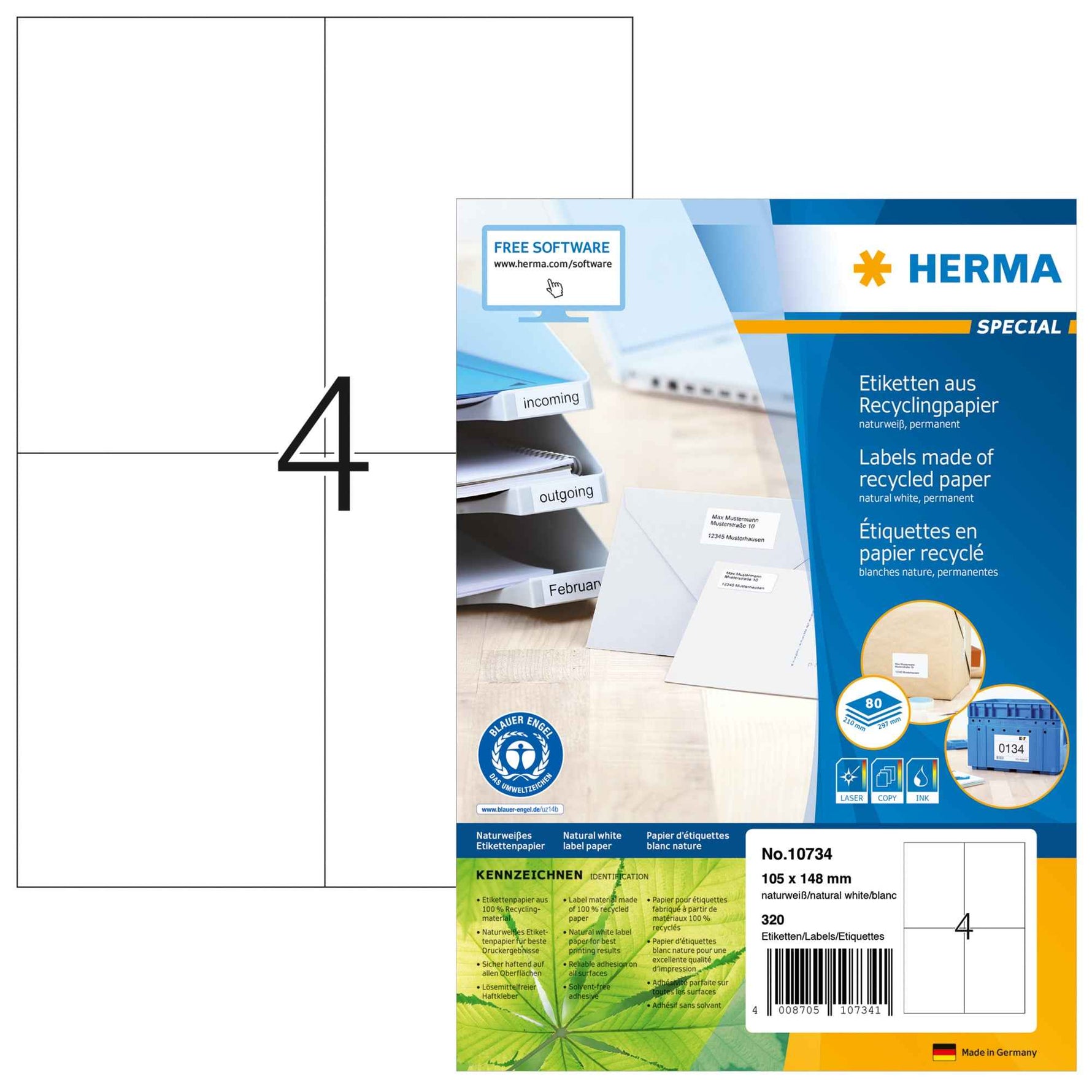 HERMA Universaletikett Recycling 105 x 148 mm (B x H)